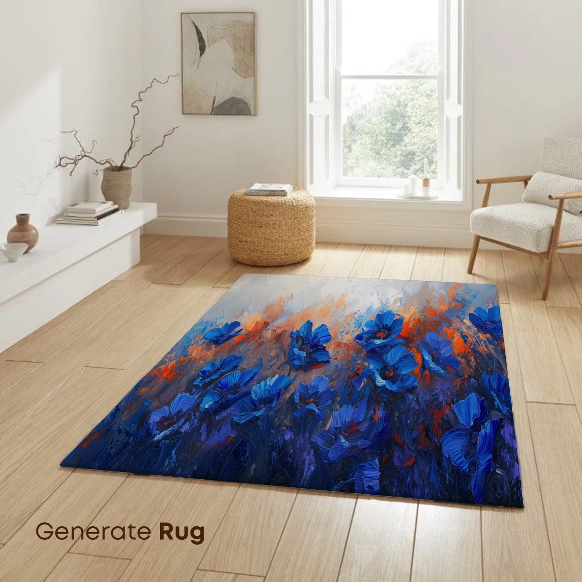 Blue Floral Symphony in Abstract Expressionism - Image 6