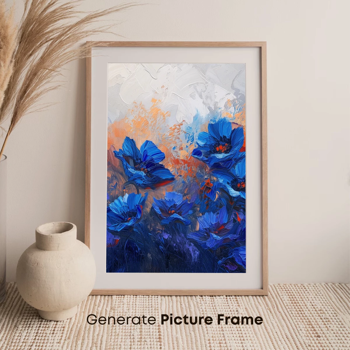Blue Floral Symphony in Abstract Expressionism - Image 7