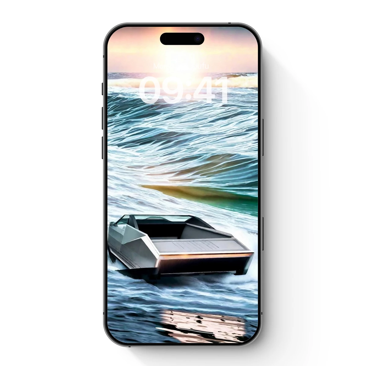 Futuristic Speedboat Cutting Through Ocean Waves