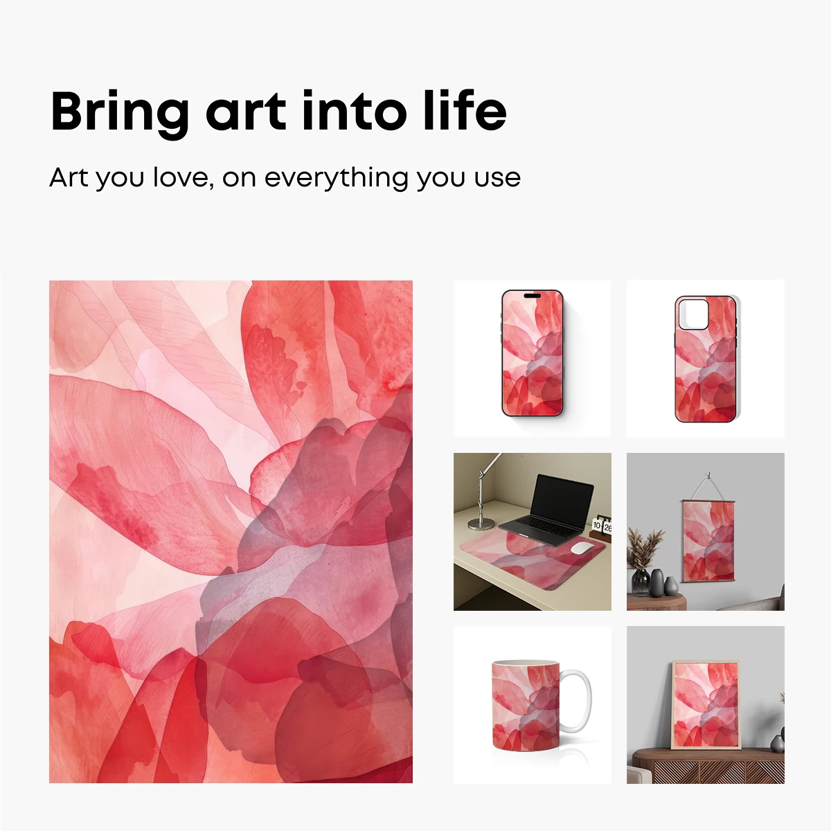 Crimson Petal Symphony: Watercolor Elegance - Image 2