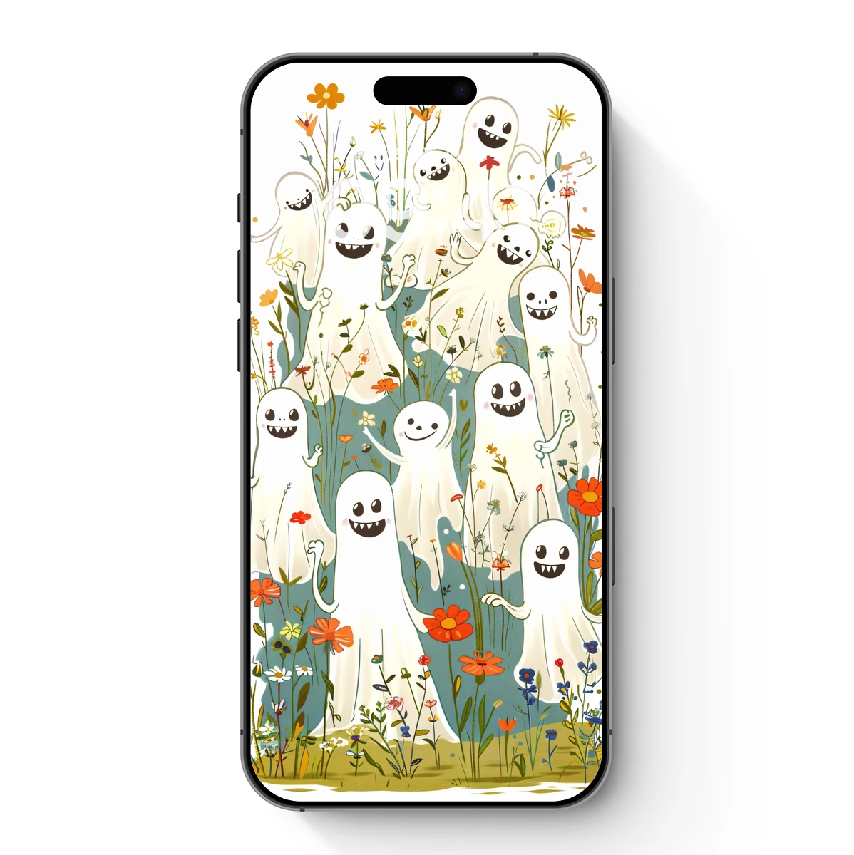 Ghostly Garden: Whimsical Spirits Among Wildflowers