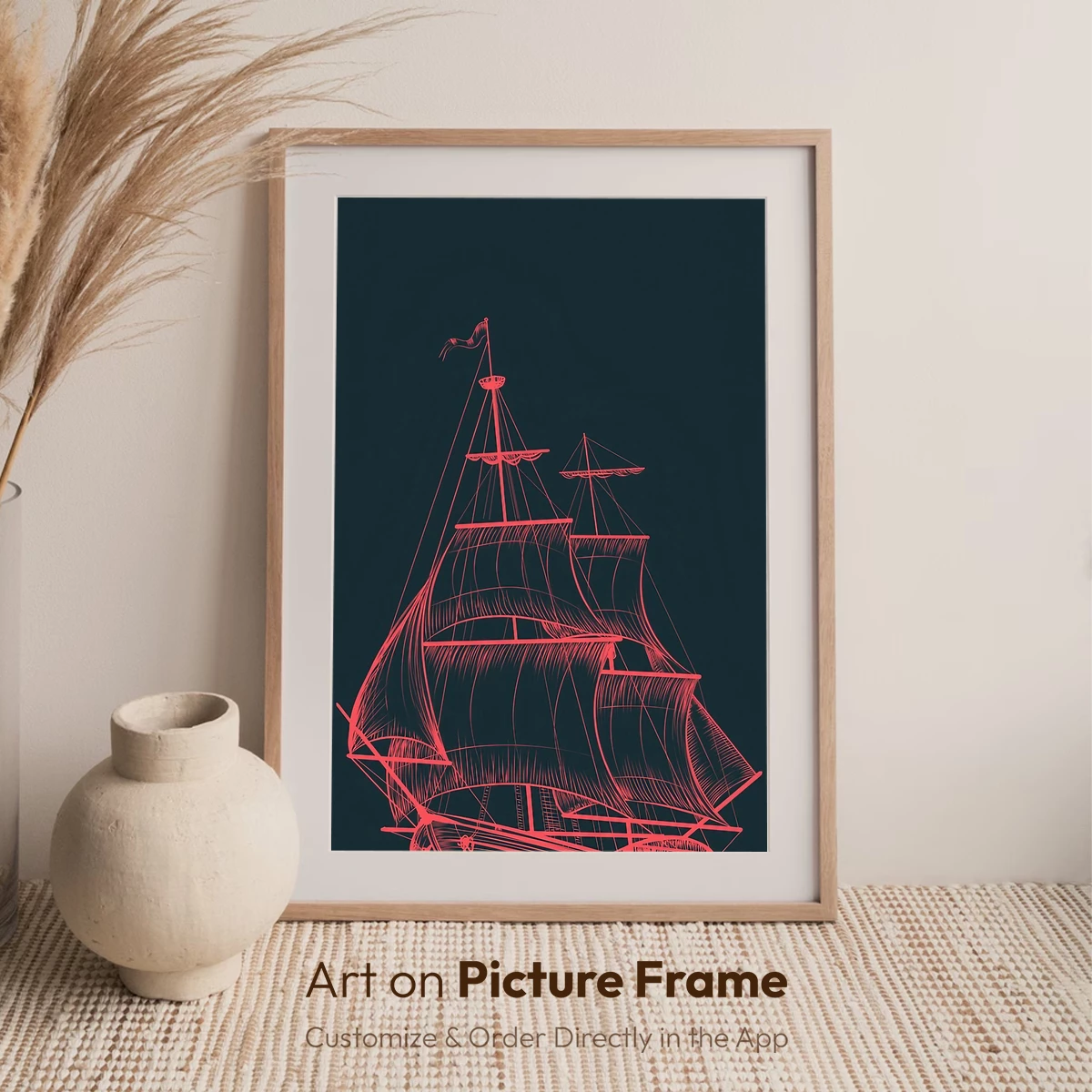 Crimson Sails: Nautical Elegance in Monochrome - Image 7