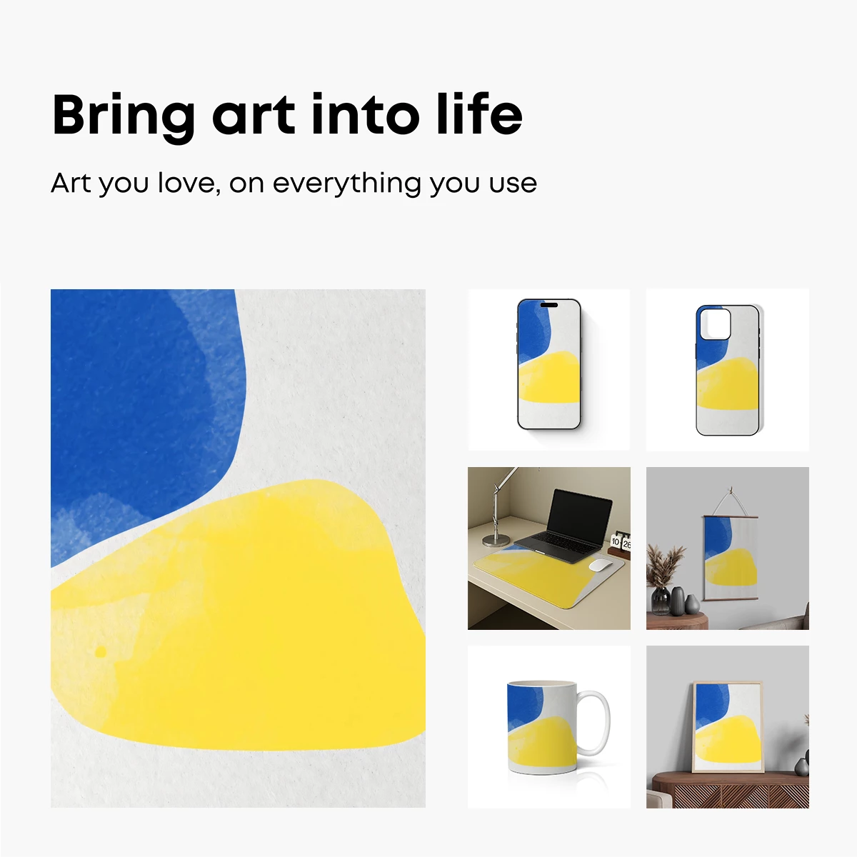 Abstract Harmony: Blue and Yellow Fusion - Image 2