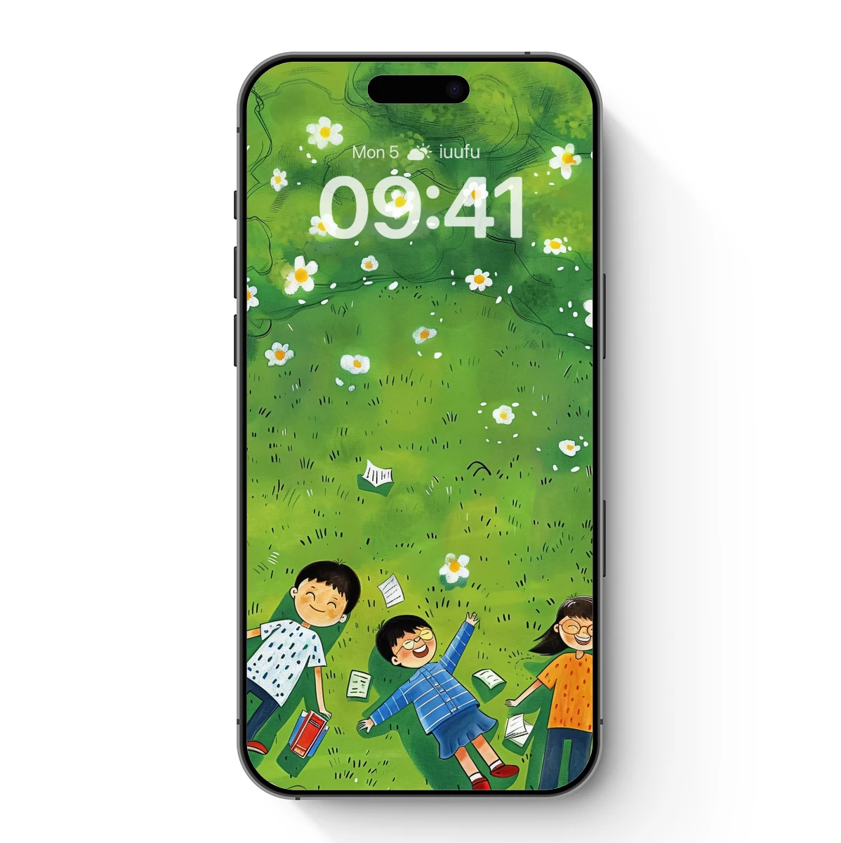 Joyful Meadow: Kids Reading Under Daisy Skies