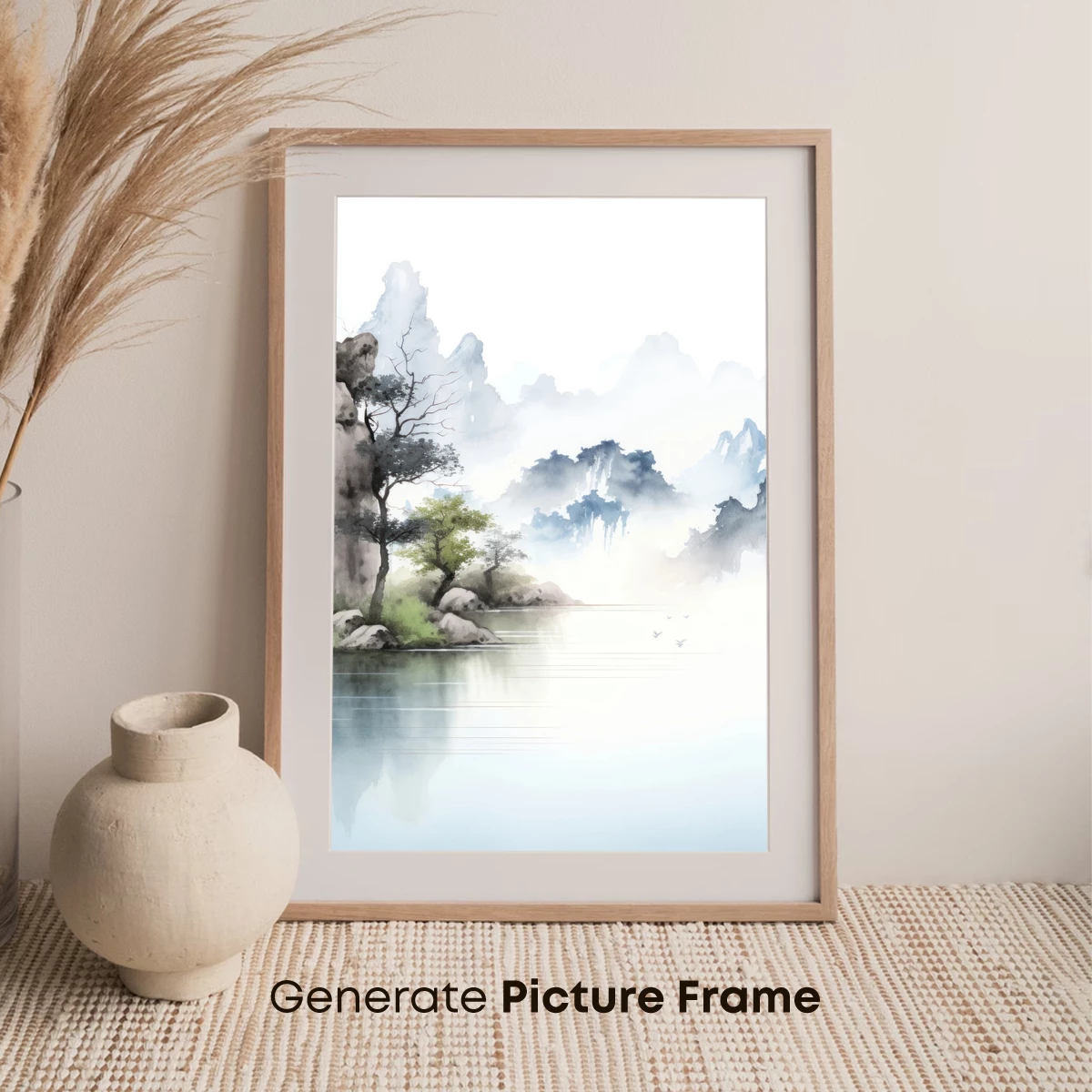 Misty Mountain Serenity: Ink Wash Landscape - Image 7