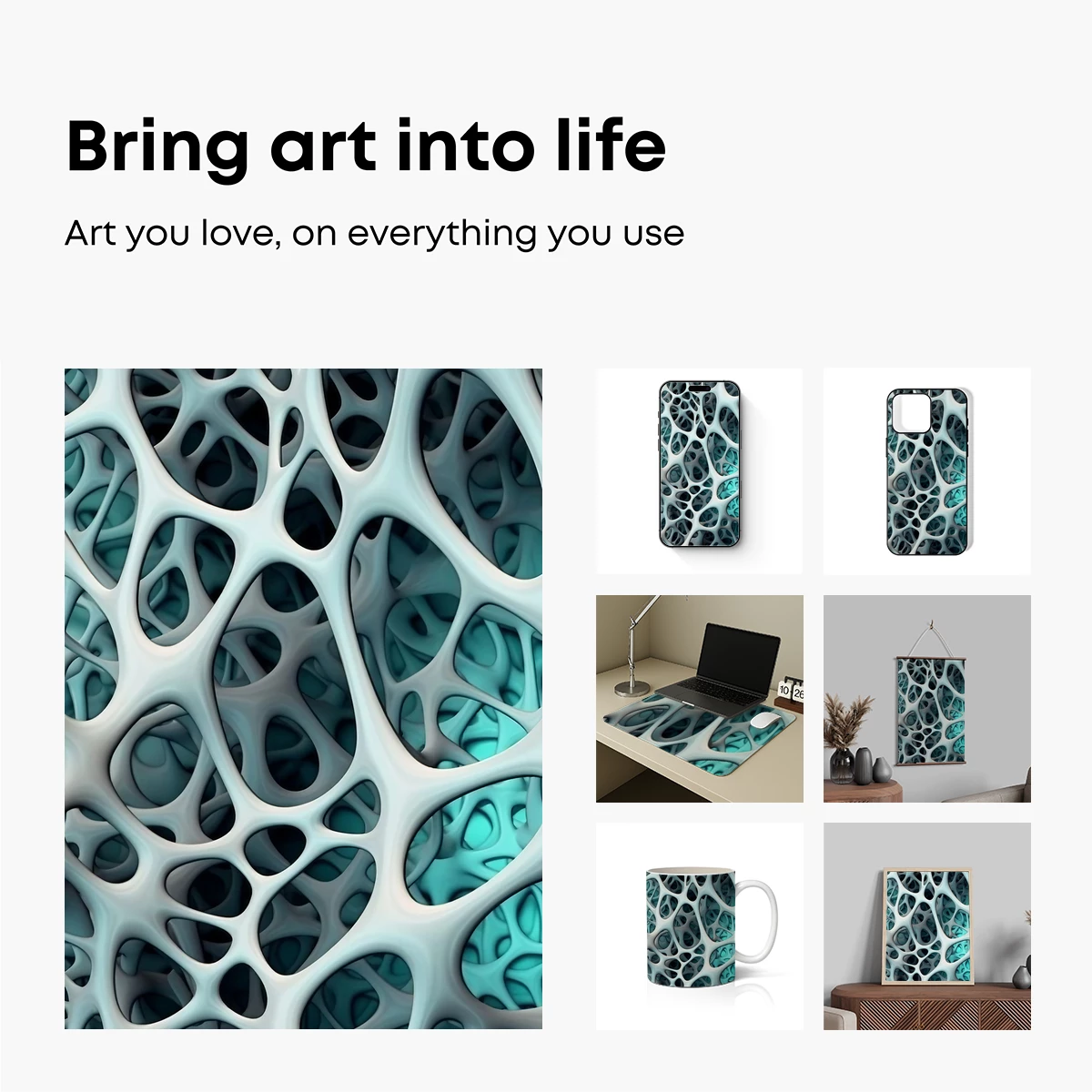 Cyan Lattice Dreams: Abstract Organic Weave - Image 2