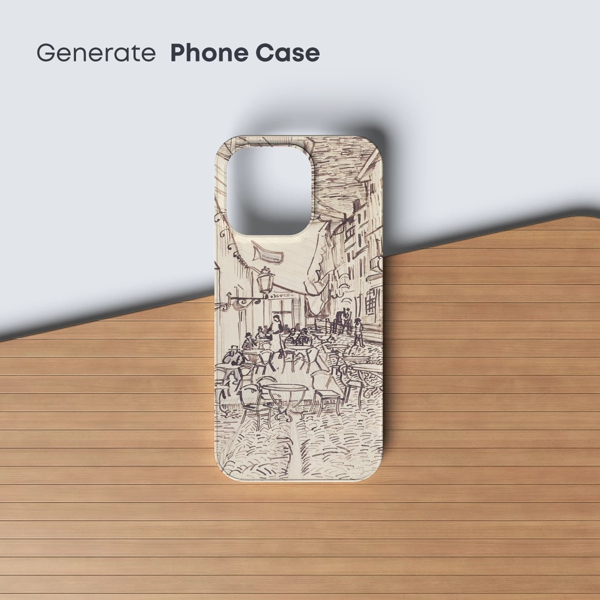 Café Sketch: Urban Elegance in Sepia Tones - Image 3