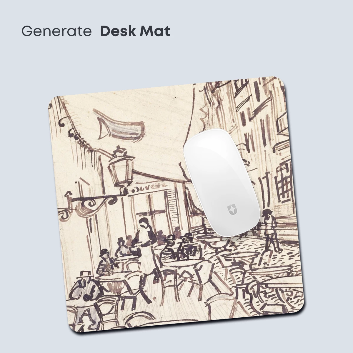 Café Sketch: Urban Elegance in Sepia Tones - Image 4