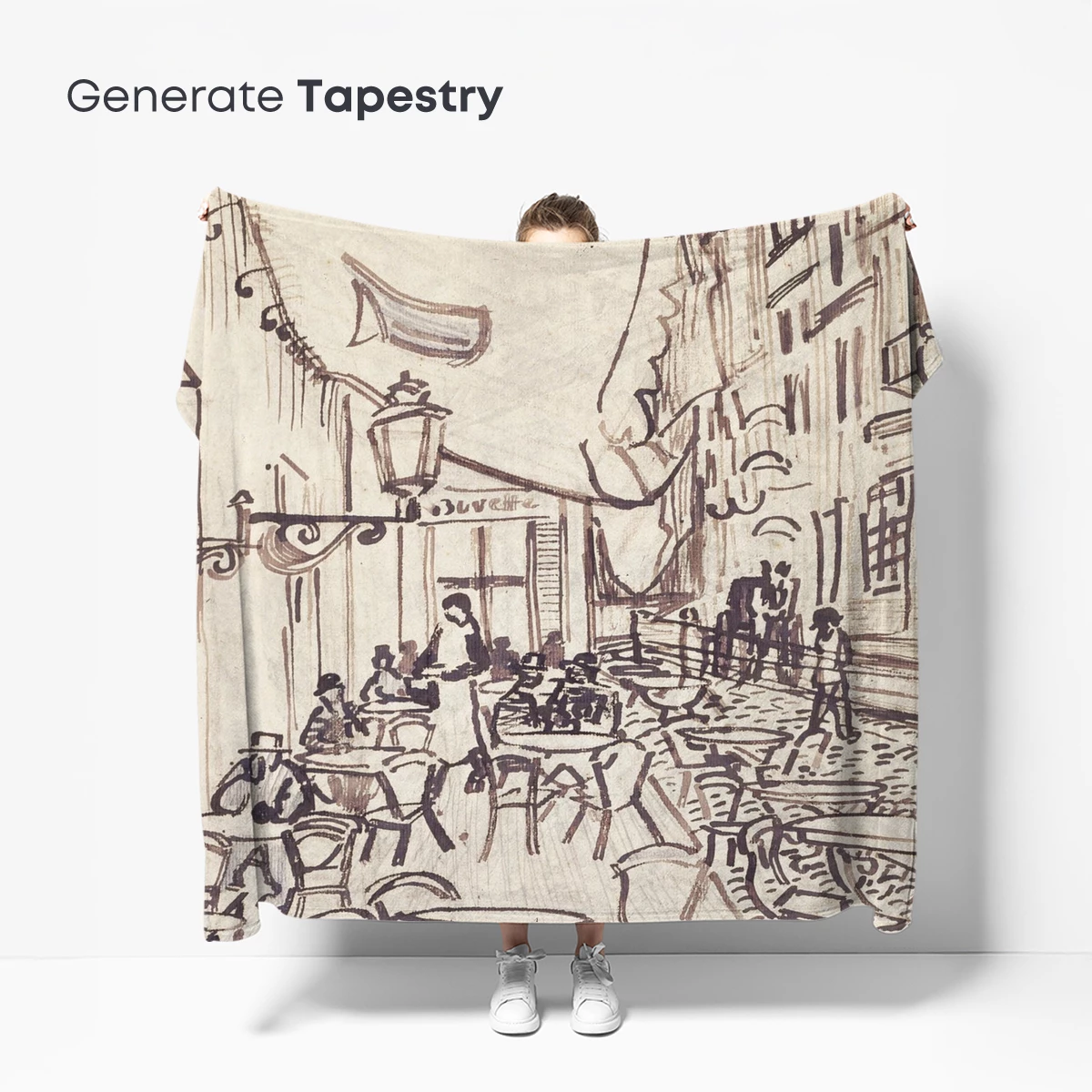 Café Sketch: Urban Elegance in Sepia Tones - Image 5