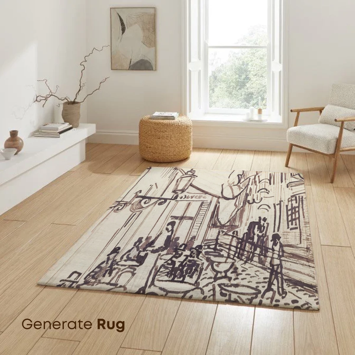 Café Sketch: Urban Elegance in Sepia Tones - Image 6