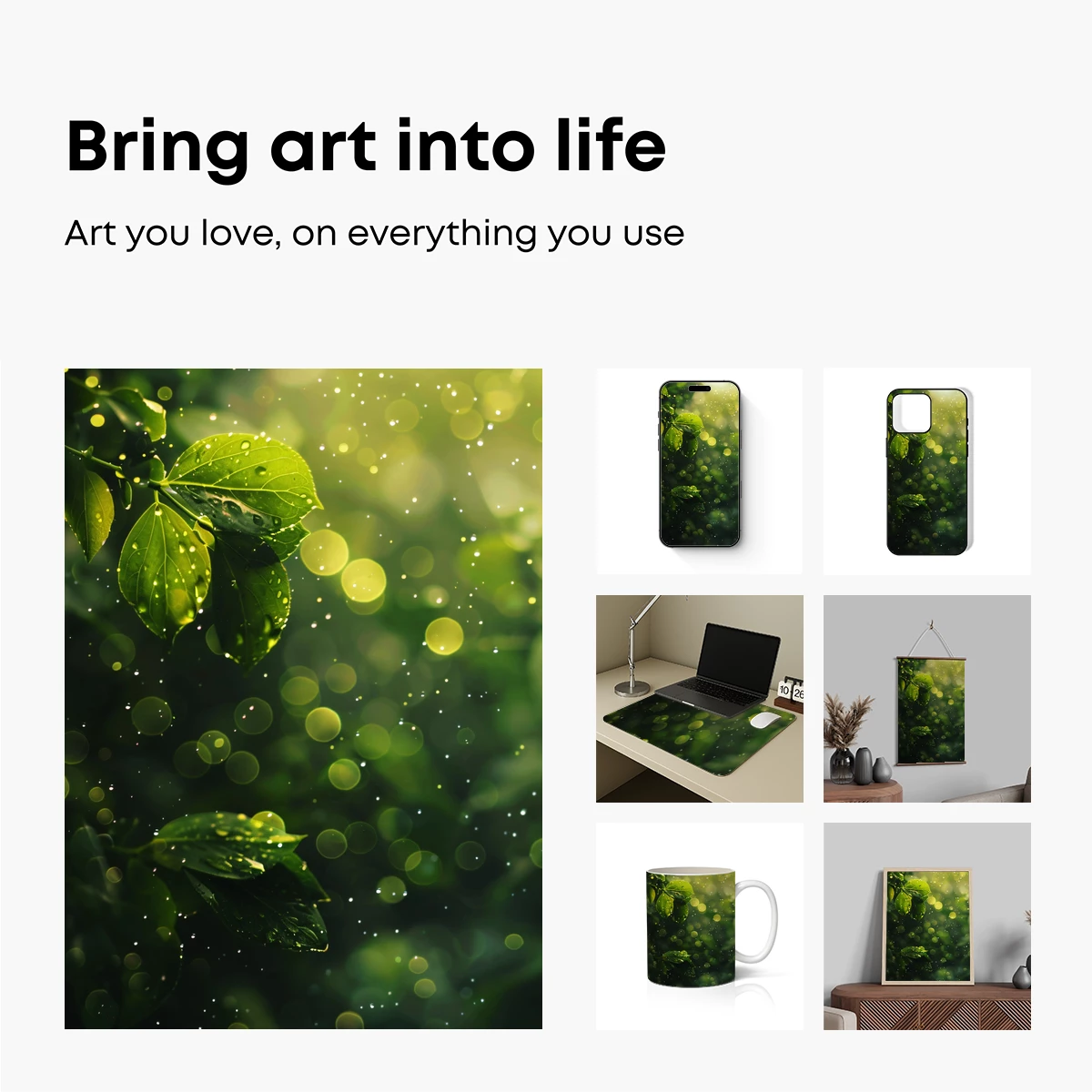 Dew-Kissed Leaves in Sunlit Forest - Image 2