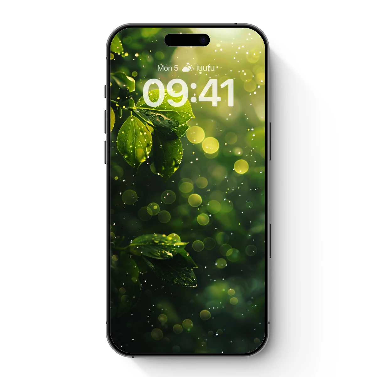 Dew-Kissed Leaves in Sunlit Forest