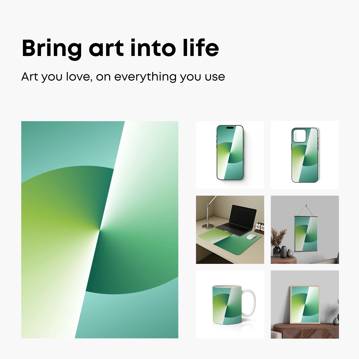 Geometric Green Harmony: Abstract Fluidity - Image 2