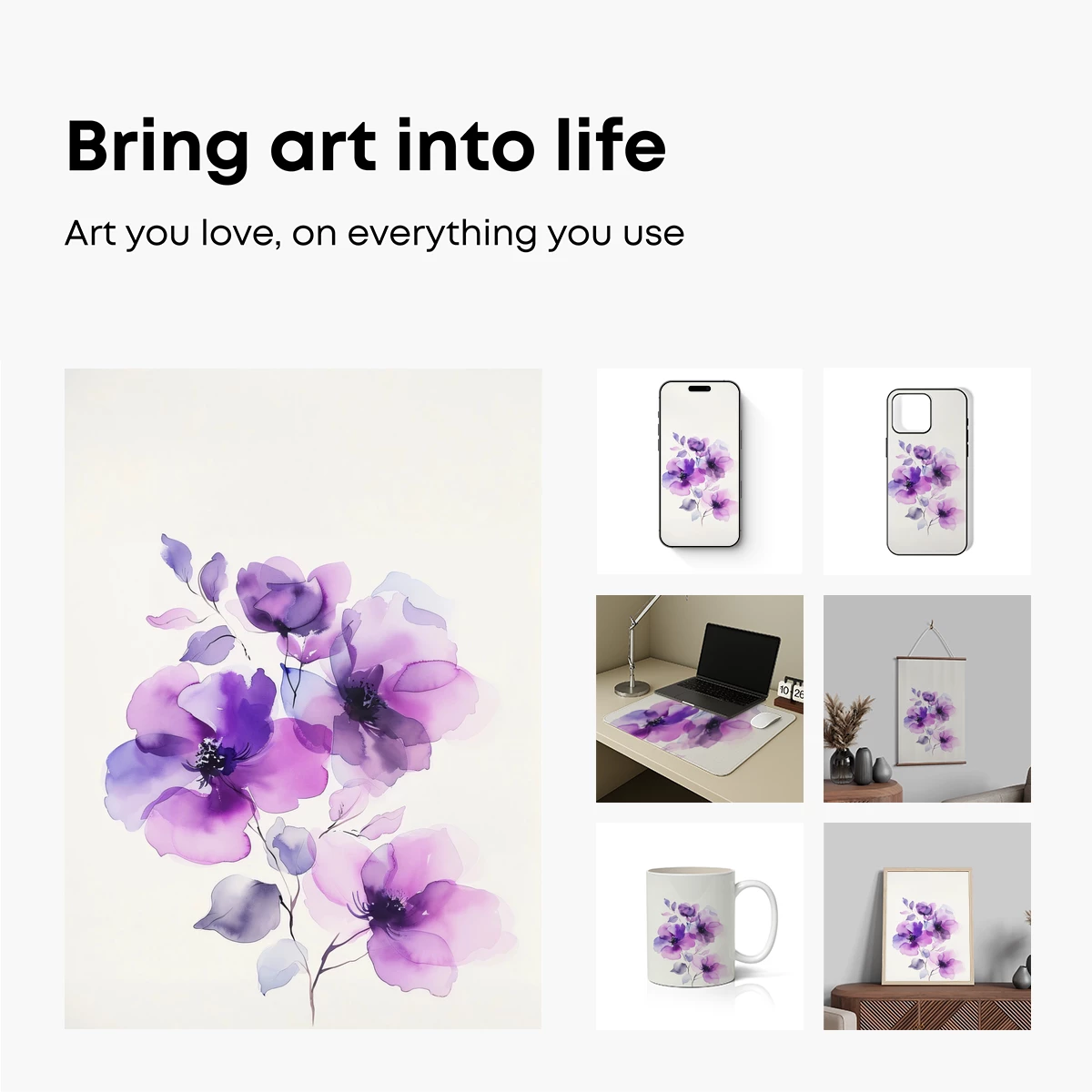 Ethereal Purple Blossoms: Watercolor Elegance - Image 2