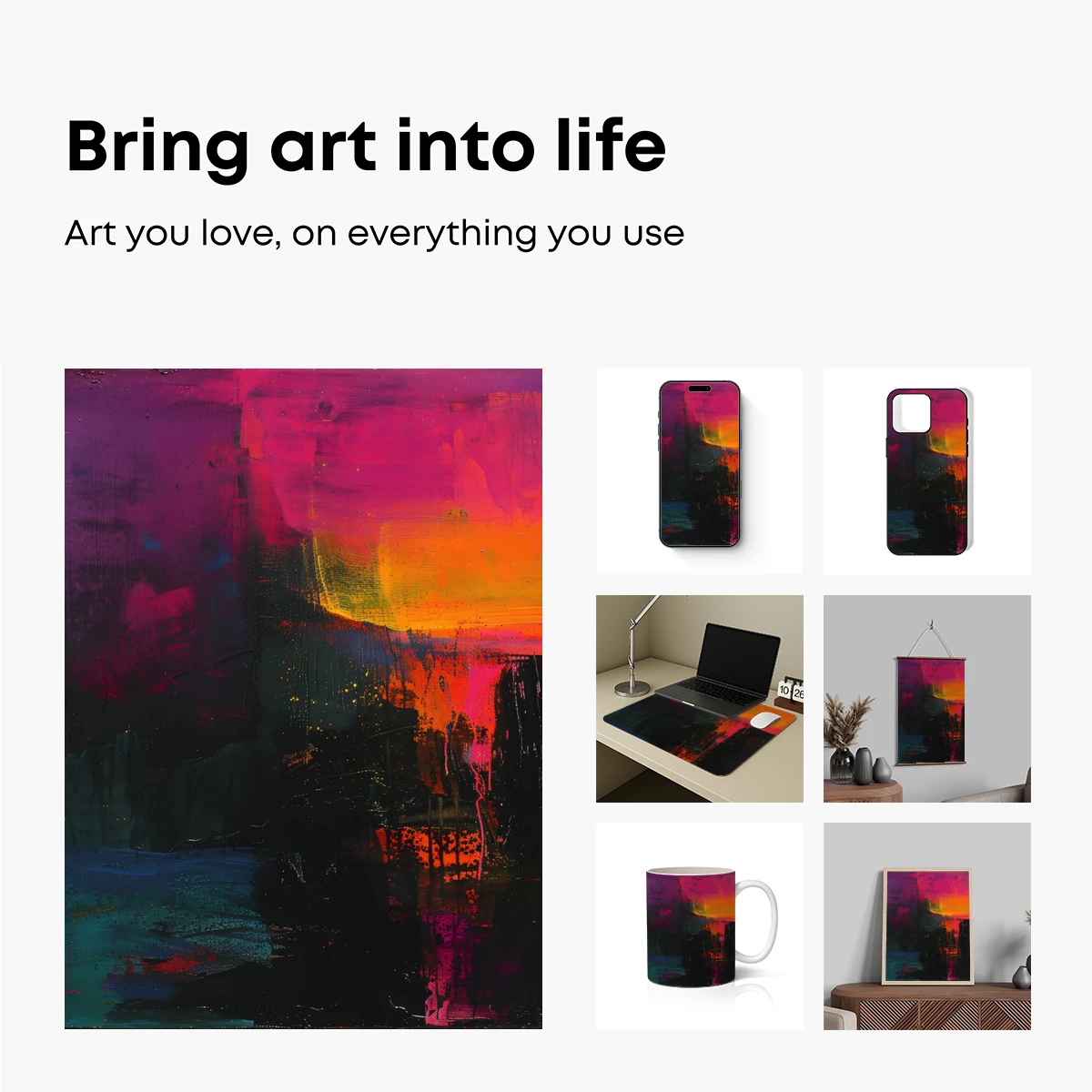 Abstract Twilight Symphony: Bold Brushstrokes in Neon Hues - Image 2