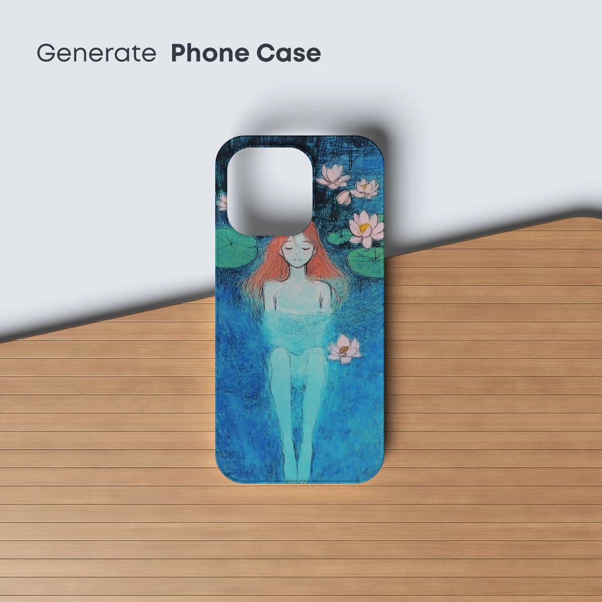 Aquatic Serenity: Lotus Maiden in Blue Depths - Image 3