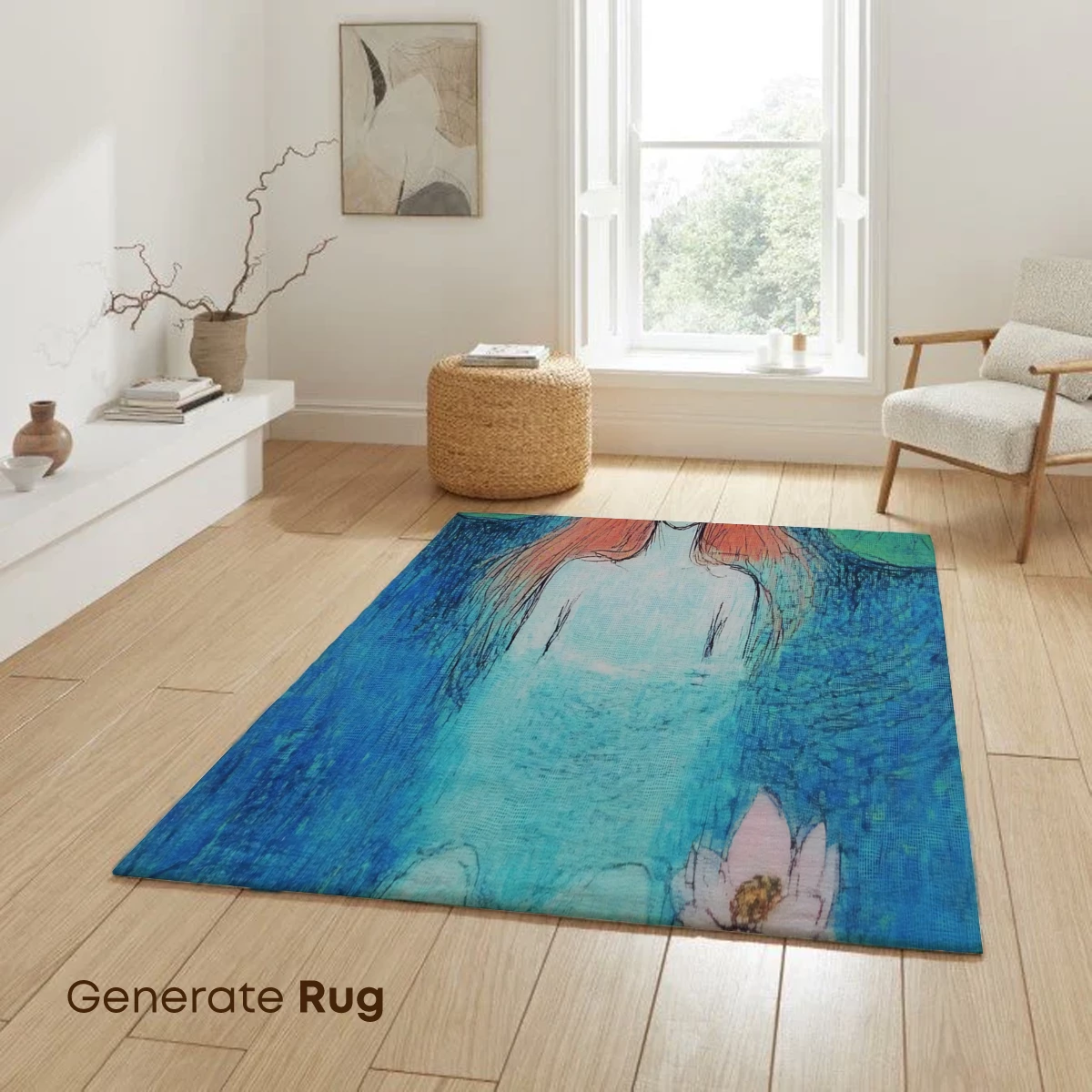 Aquatic Serenity: Lotus Maiden in Blue Depths - Image 6