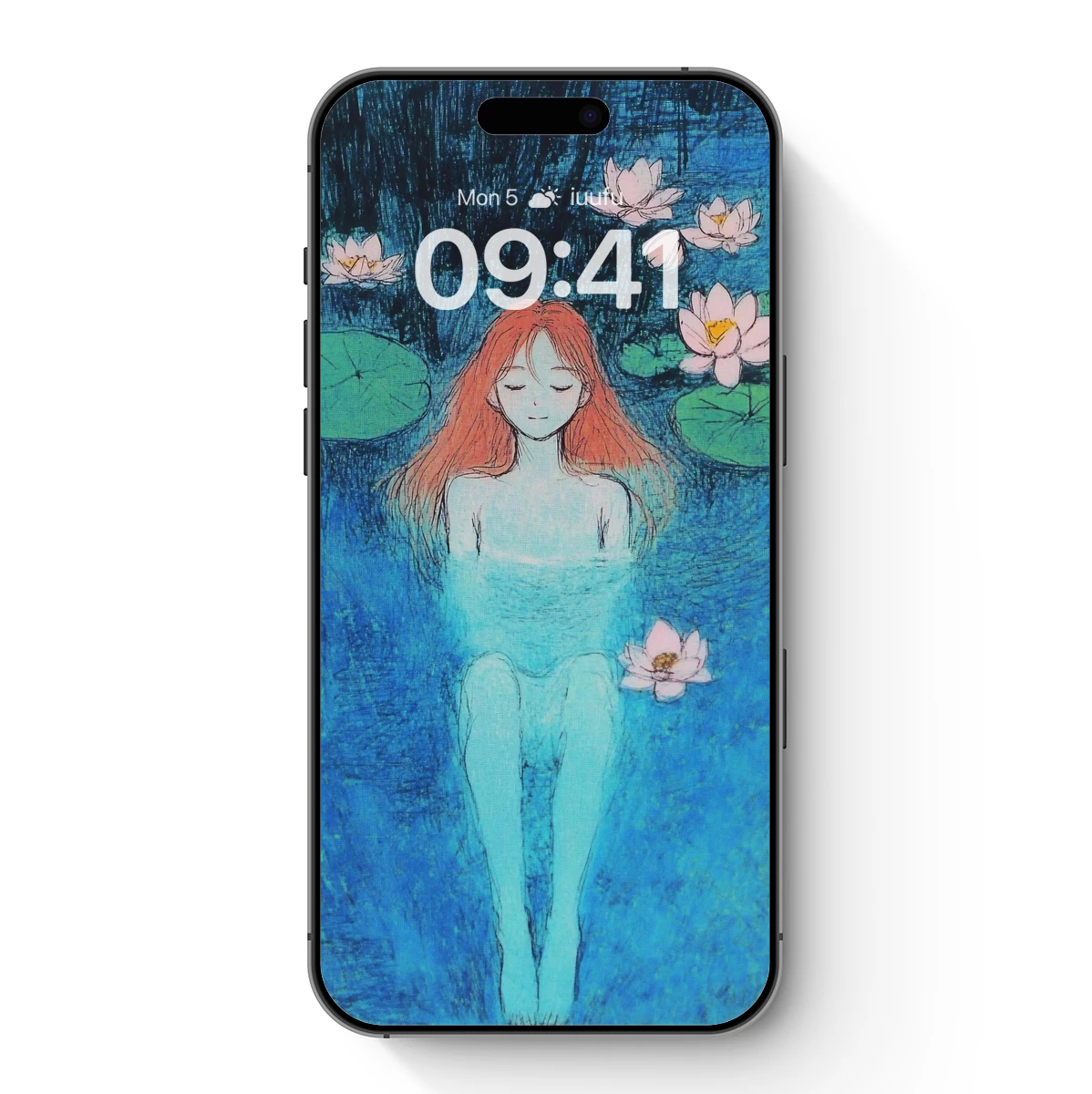 Aquatic Serenity: Lotus Maiden in Blue Depths Aquatic Serenity: Lotus Maiden in Blue Depths