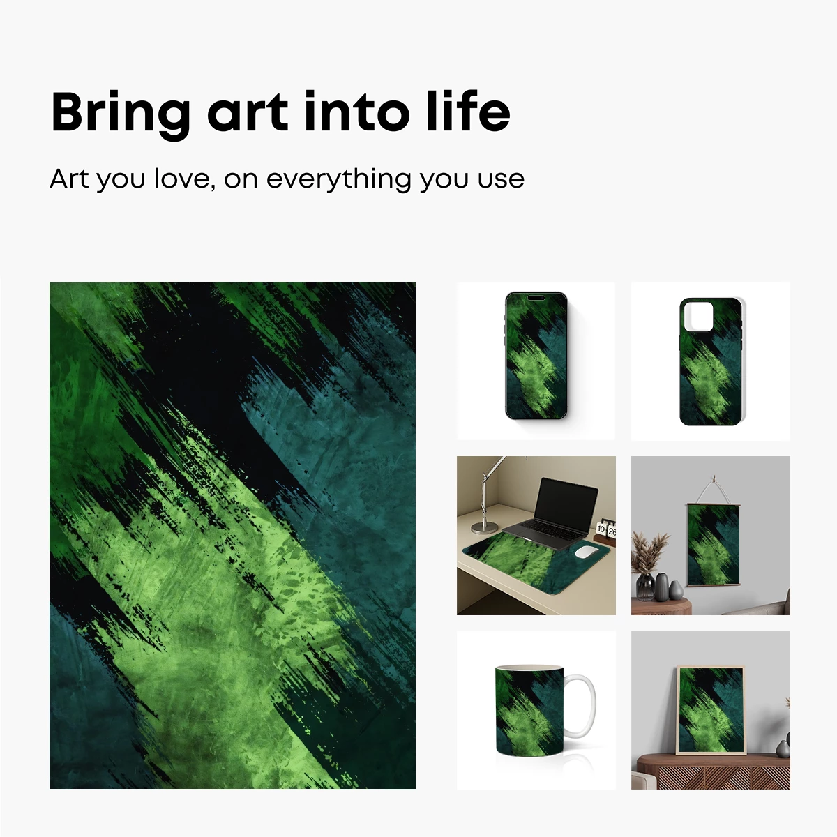 Green Abyss: Abstract Brushstroke Depth - Image 2