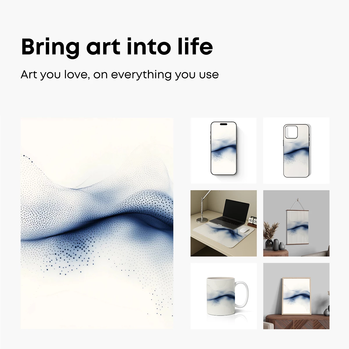 Dot Wave Elegance: Abstract Flow in Monochrome