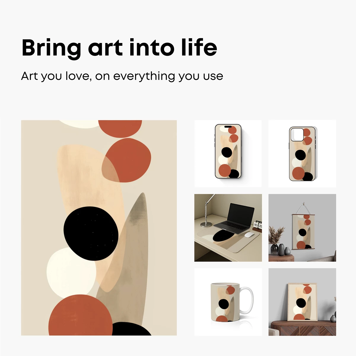 Abstract Harmony: Geometric Elegance in Neutral Tones - Image 2