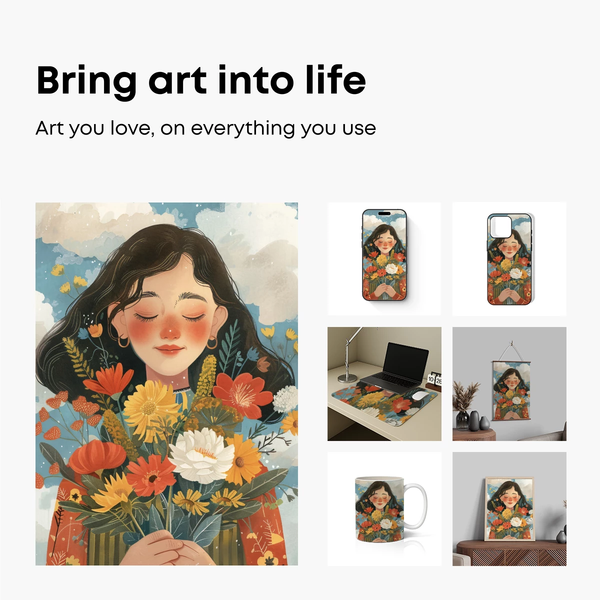 Bouquet Bliss: Floral Embrace in Whimsical Artistry - Image 2