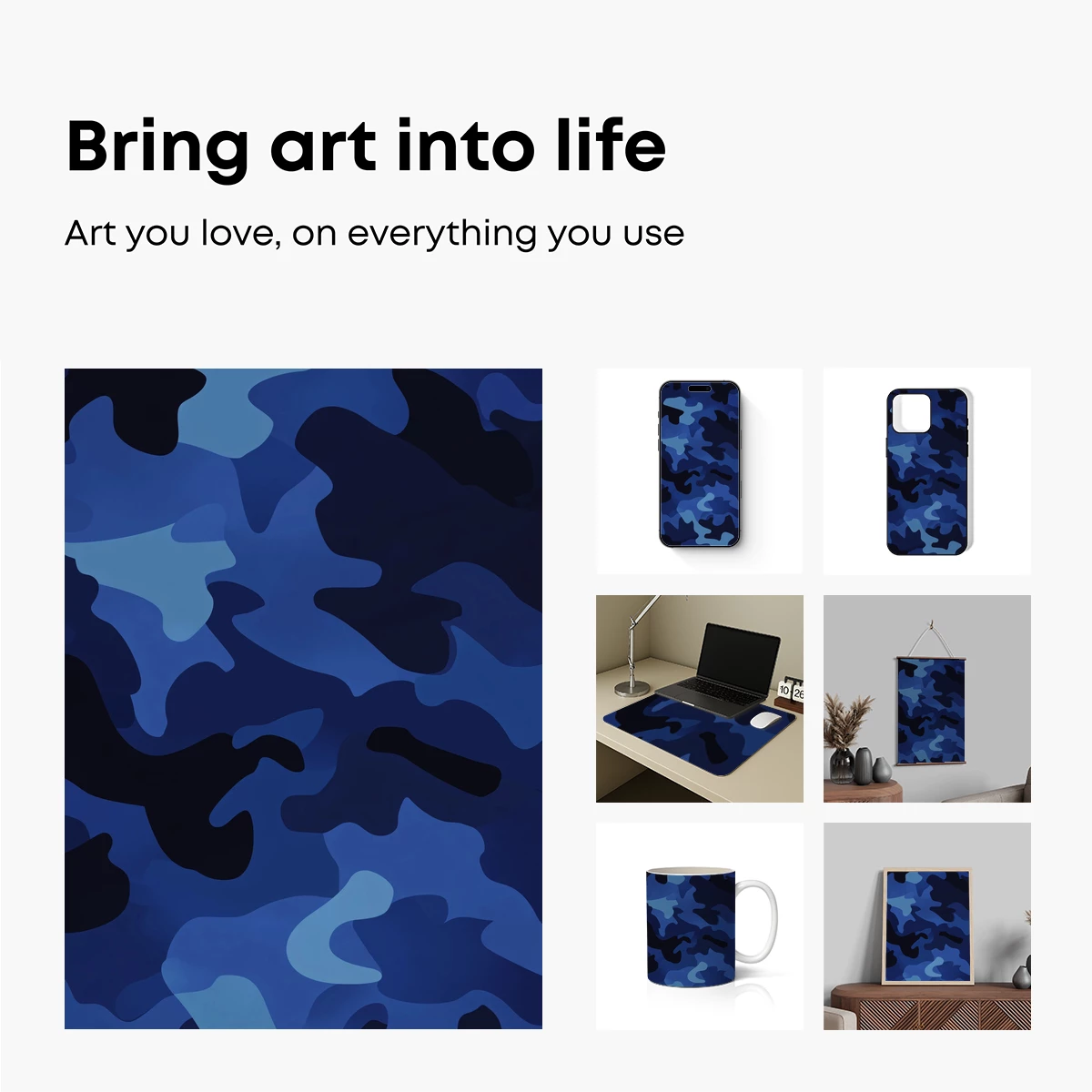 Blue Camo Symphony: Abstract Military Art - Image 2