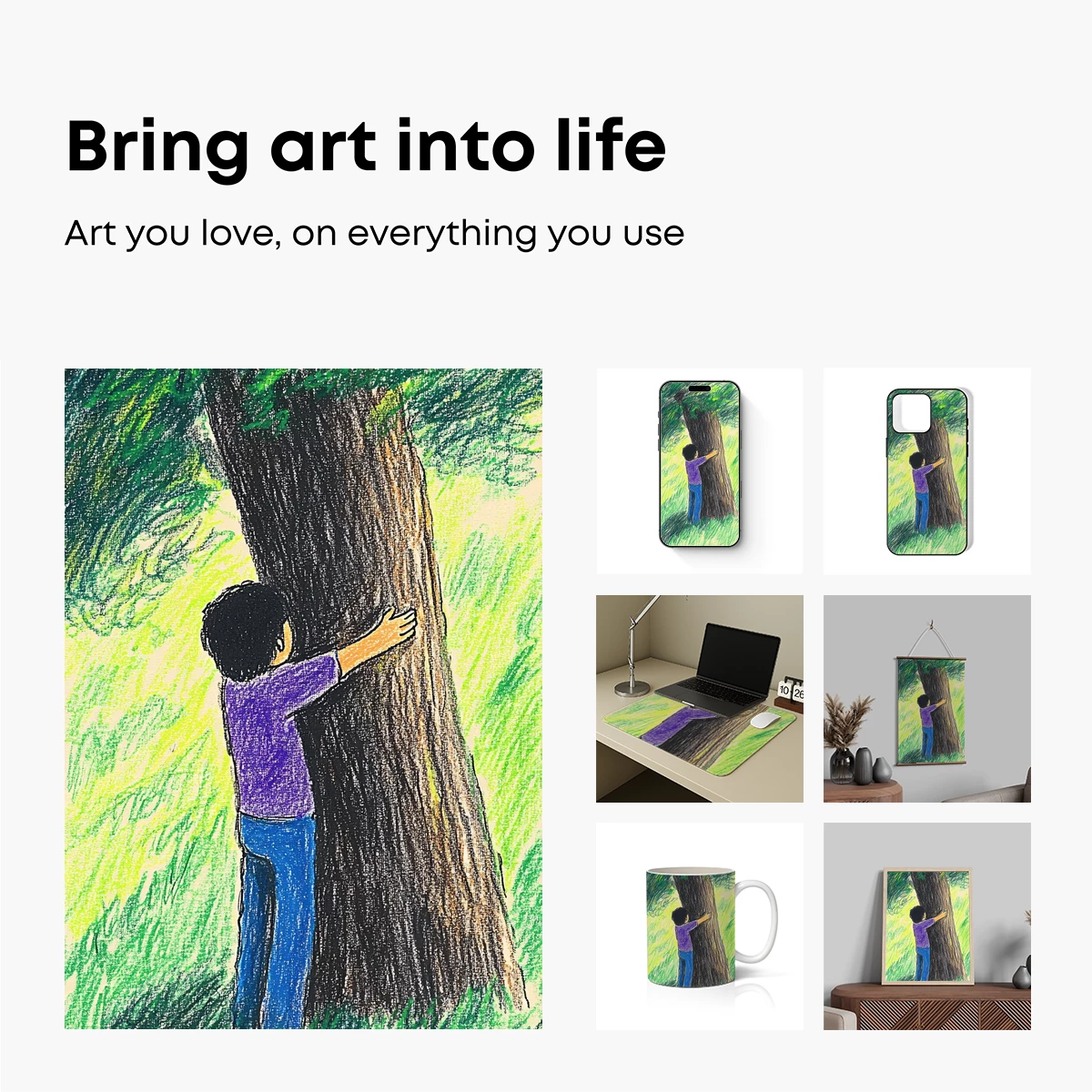 Embrace of Nature: Child Hugging a Mighty Tree - Image 2