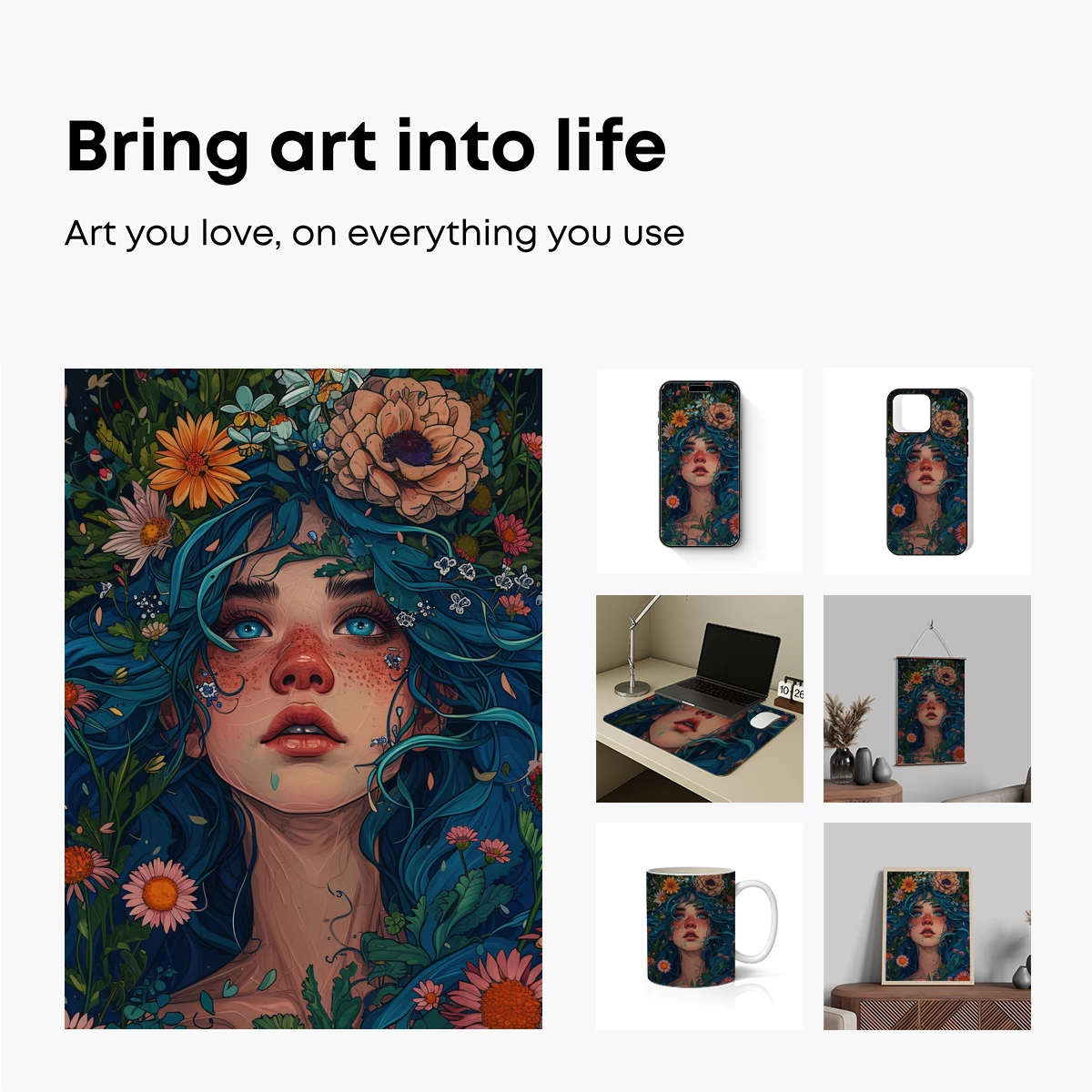 Enchanted Floral Muse: Surreal Garden Portrait - Image 2