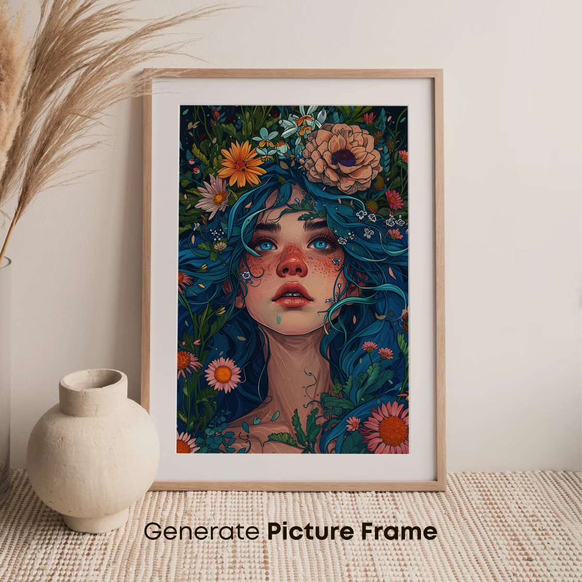 Enchanted Floral Muse: Surreal Garden Portrait - Image 7