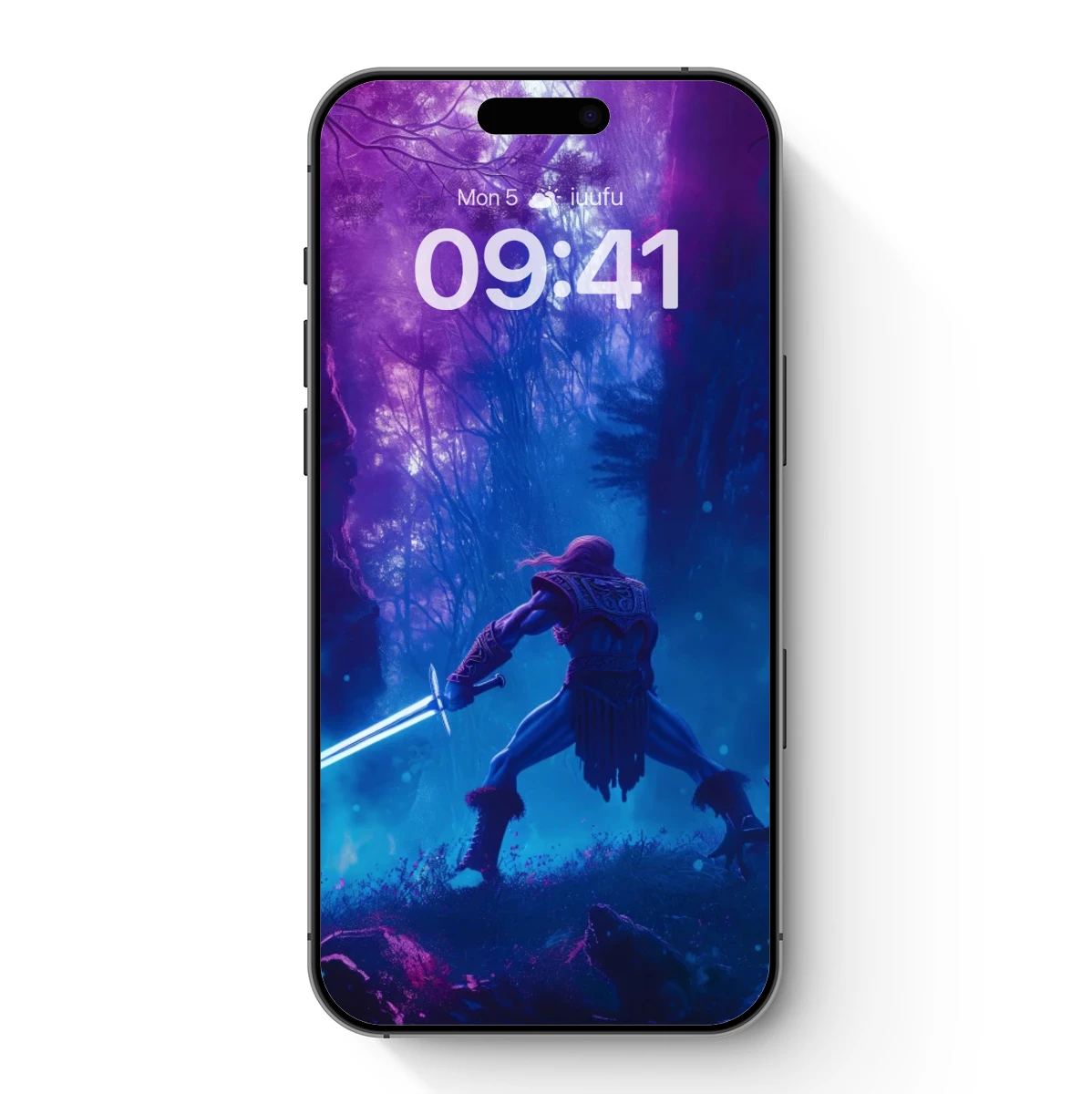 Ethereal Warrior in Neon Forest