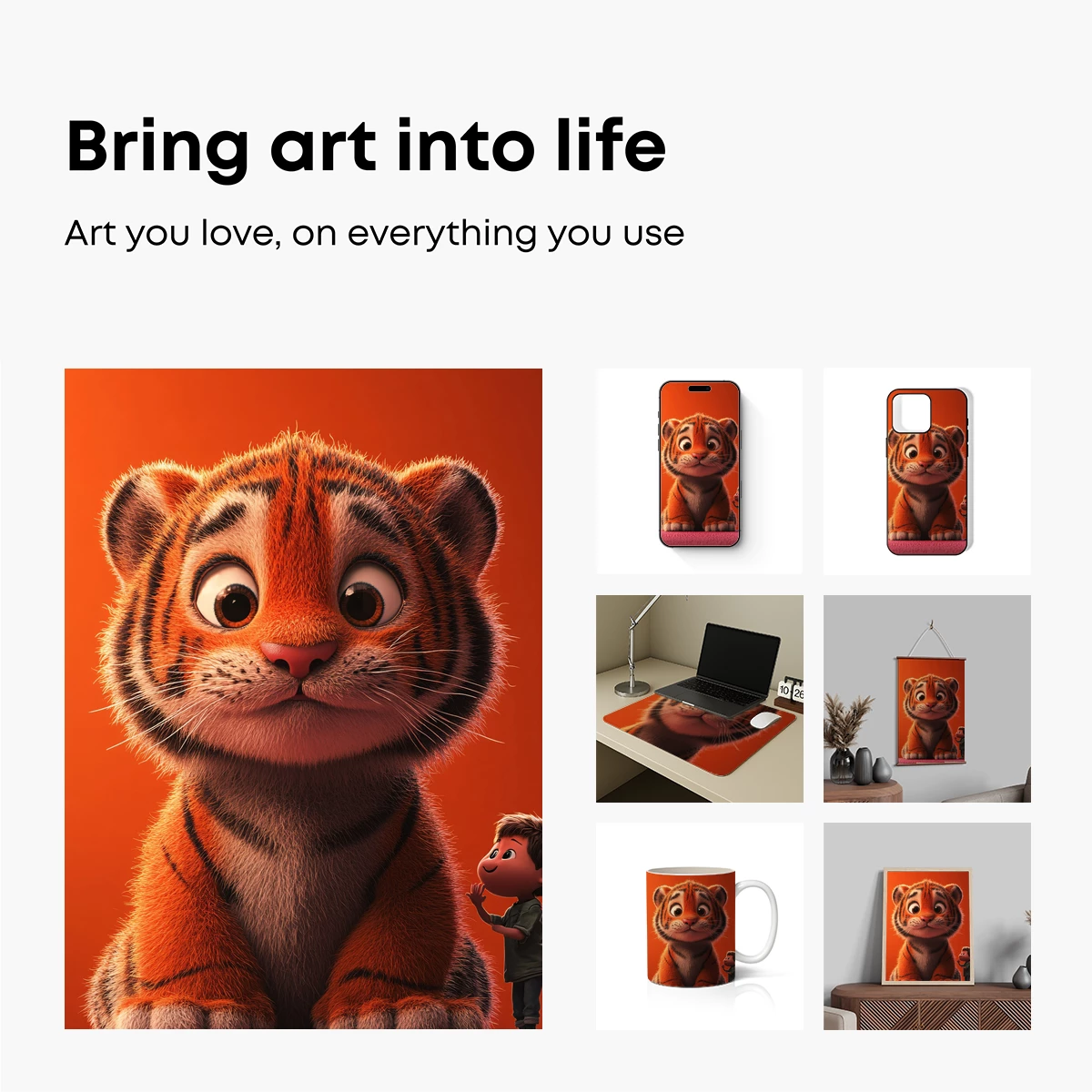 Cuddly Tiger Cub and Tiny Friend: Whimsical Cartoon Adventure - Image 2