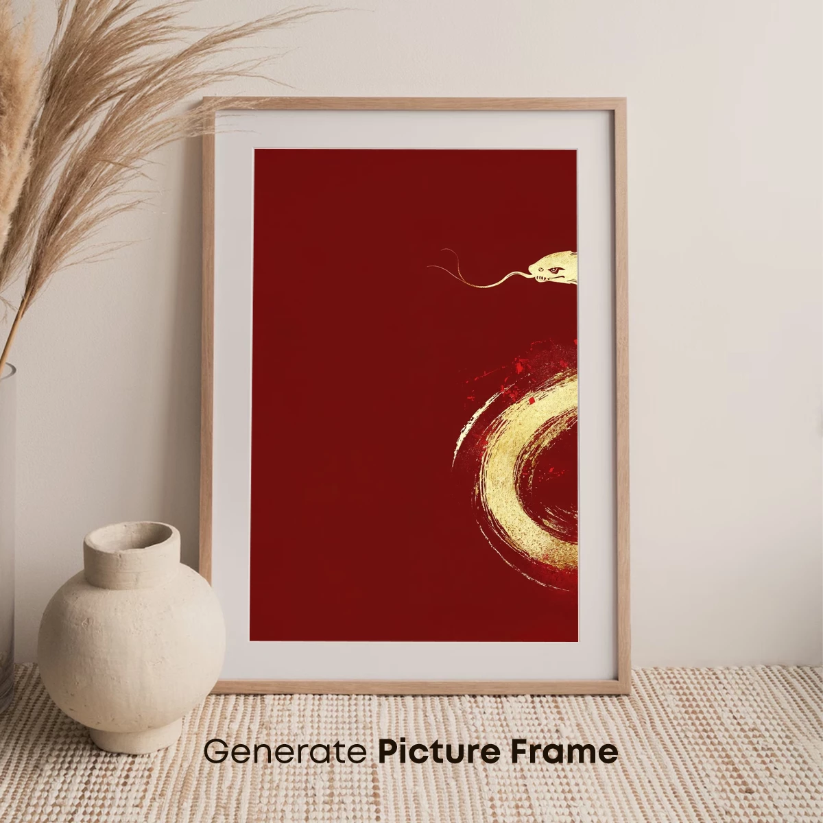 Golden Dragon's Elegance on Crimson Canvas - Image 7
