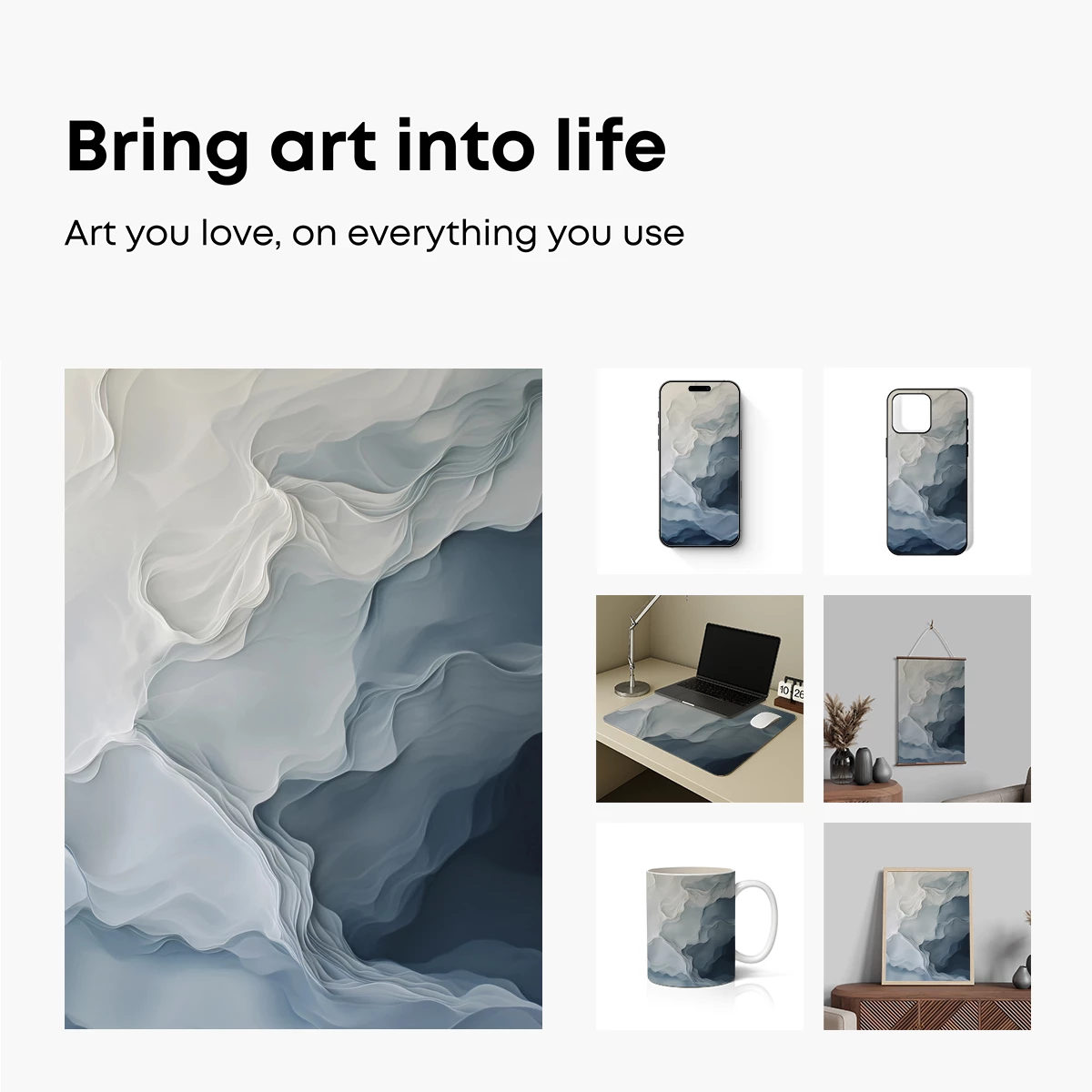 Ethereal Flow: Abstract Waves in Monochrome - Image 2