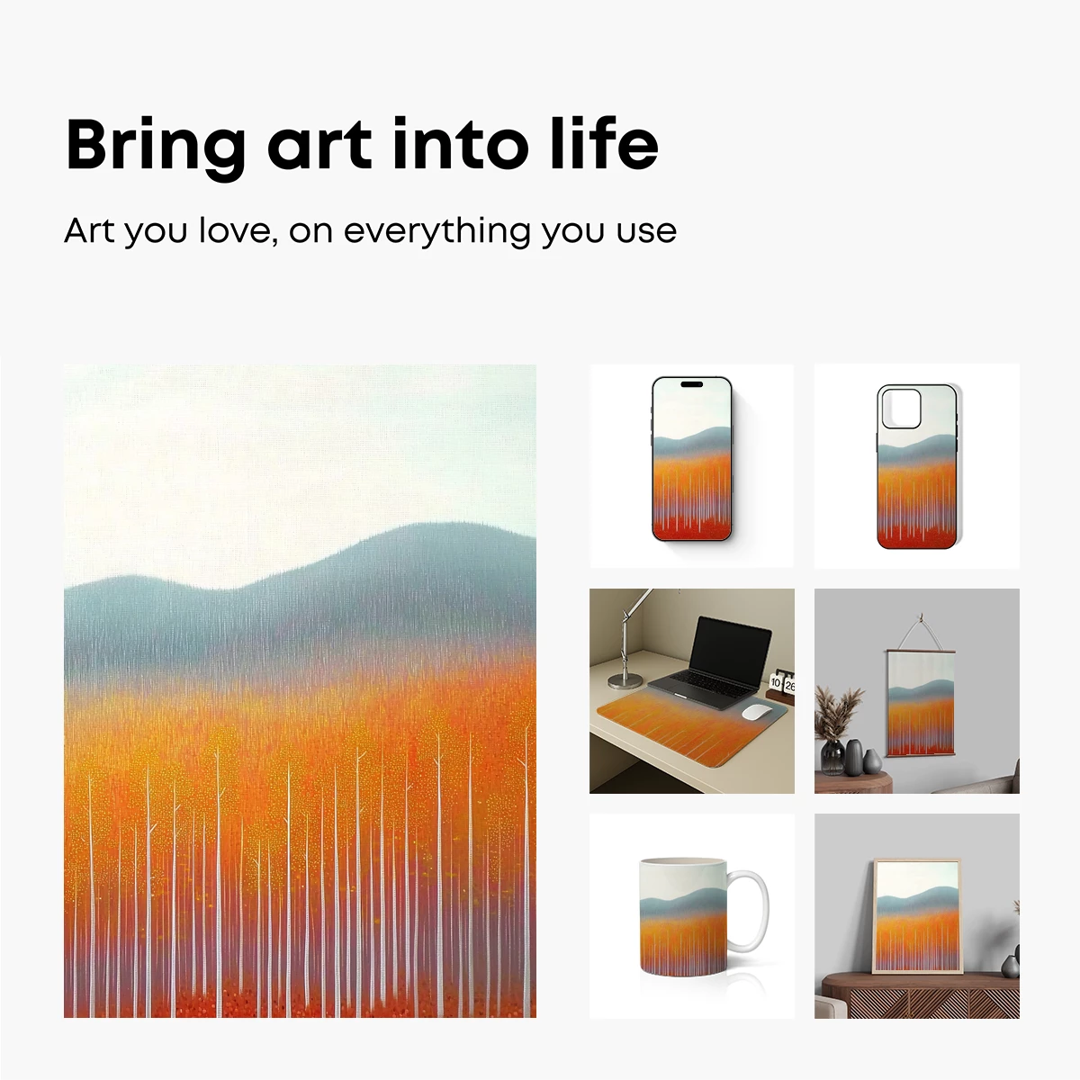 Autumnal Forest Symphony: Minimalist Landscape Art - Image 2