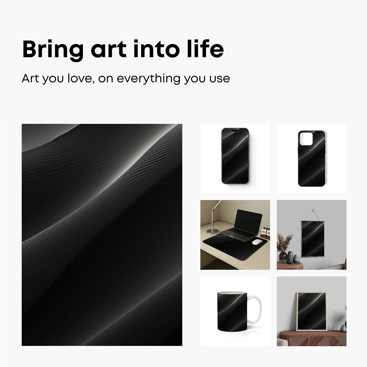 Elegant Shadows: Monochrome Wave Artistry - Image 2