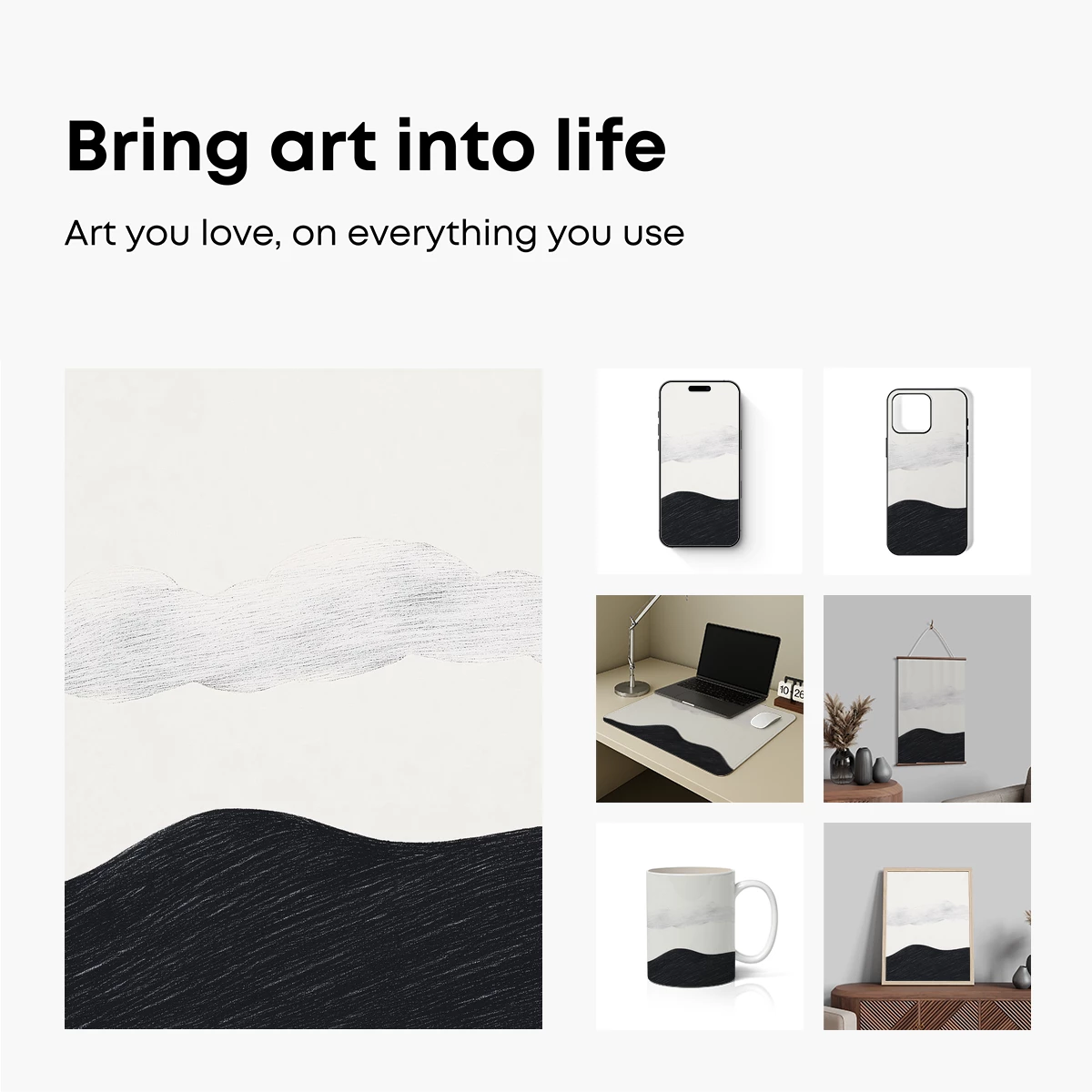 Ethereal Horizon: Minimalist Cloud and Shadow Landscape - Image 2