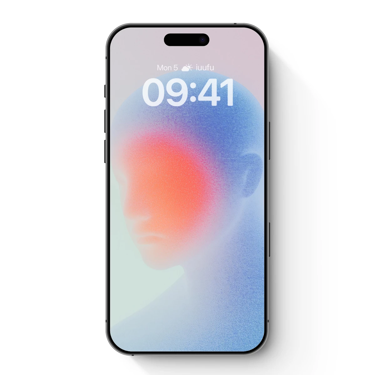 Gradient Silhouette: Ethereal Face in Blue and Red Hues