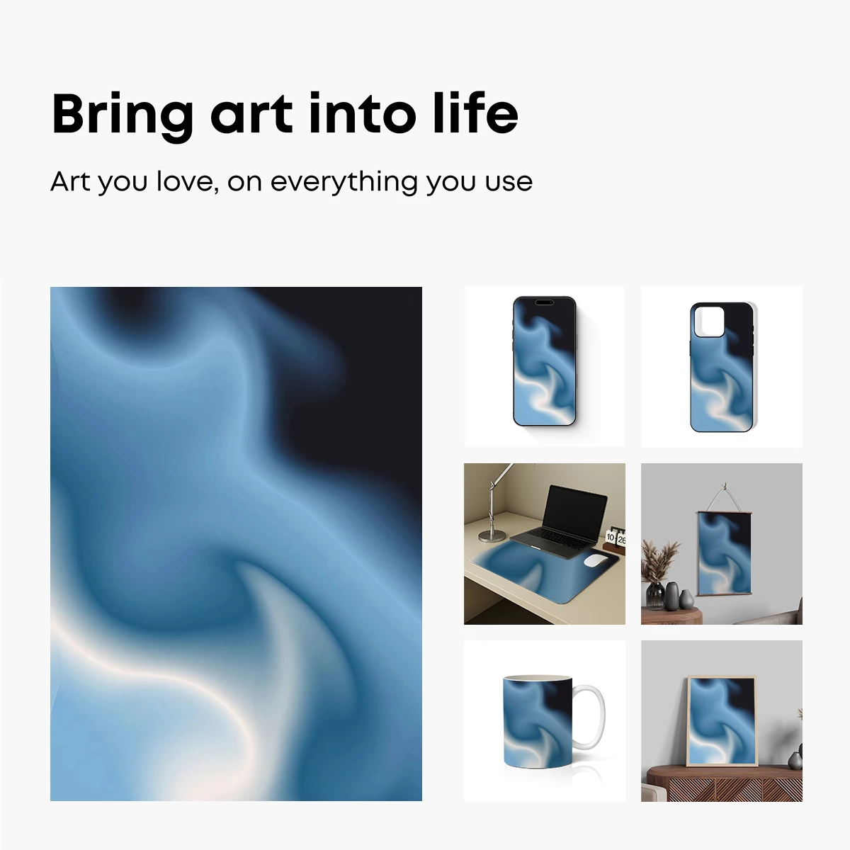 Ethereal Blue Whispers: Abstract Fluidity - Image 2