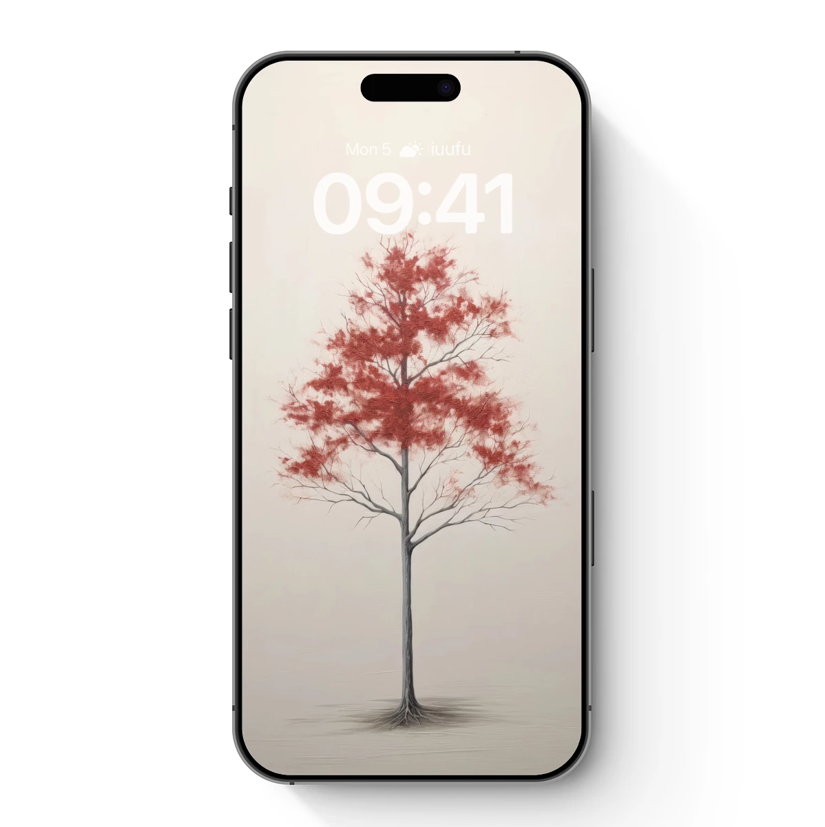 Crimson Solitude: A Tree's Monochrome Elegance