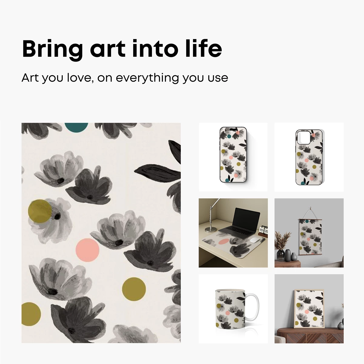 Abstract Floral Whispers: Modern Blooms in Monochrome - Image 2