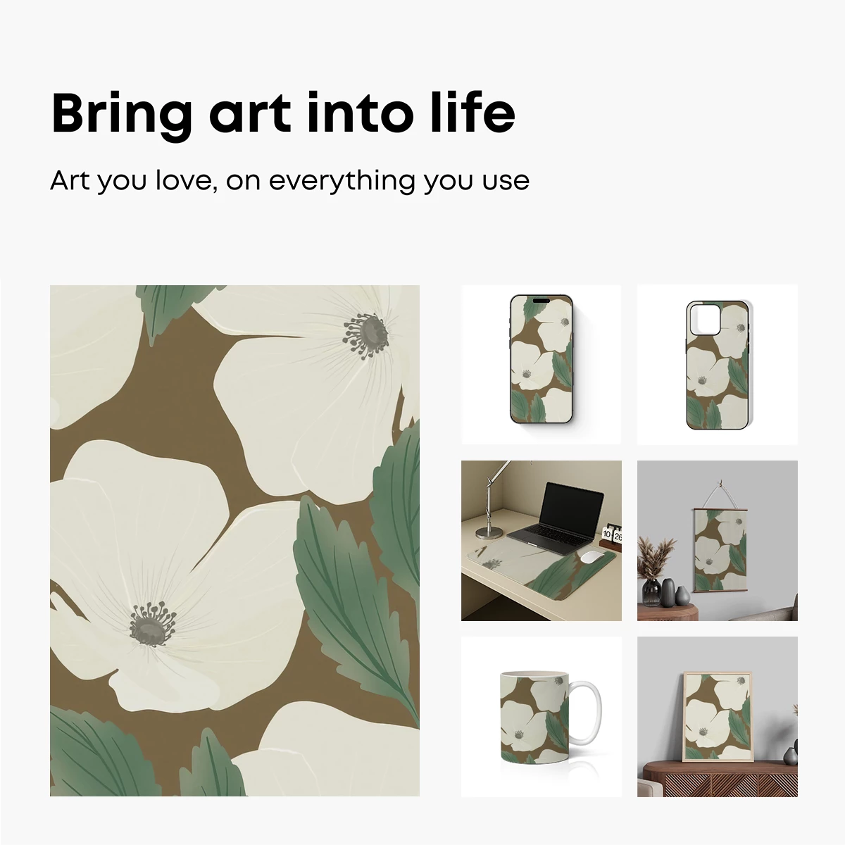 Elegant White Anemones in Earthy Tones - Image 2