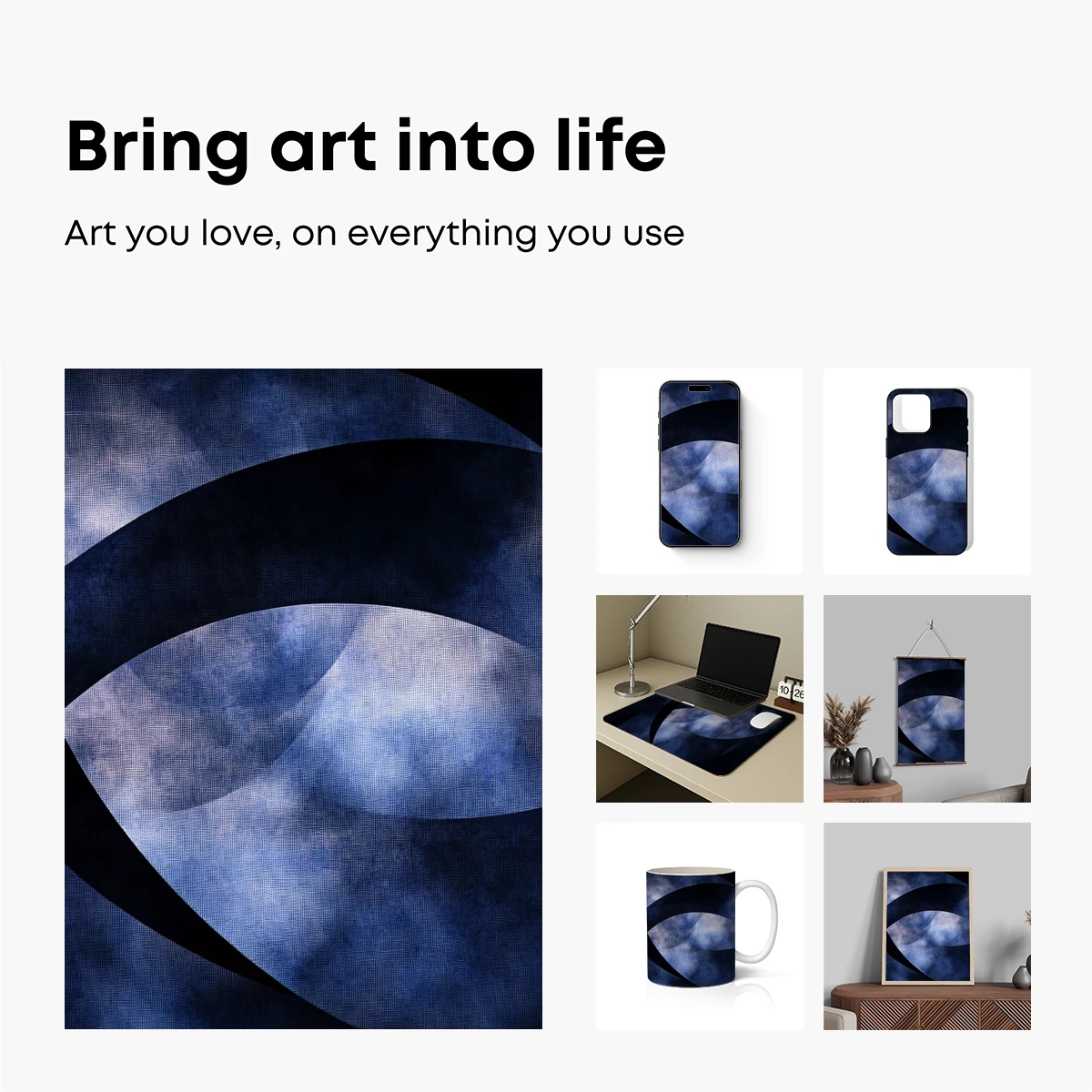 Ethereal Blue Whispers: Abstract Curves in Shadow