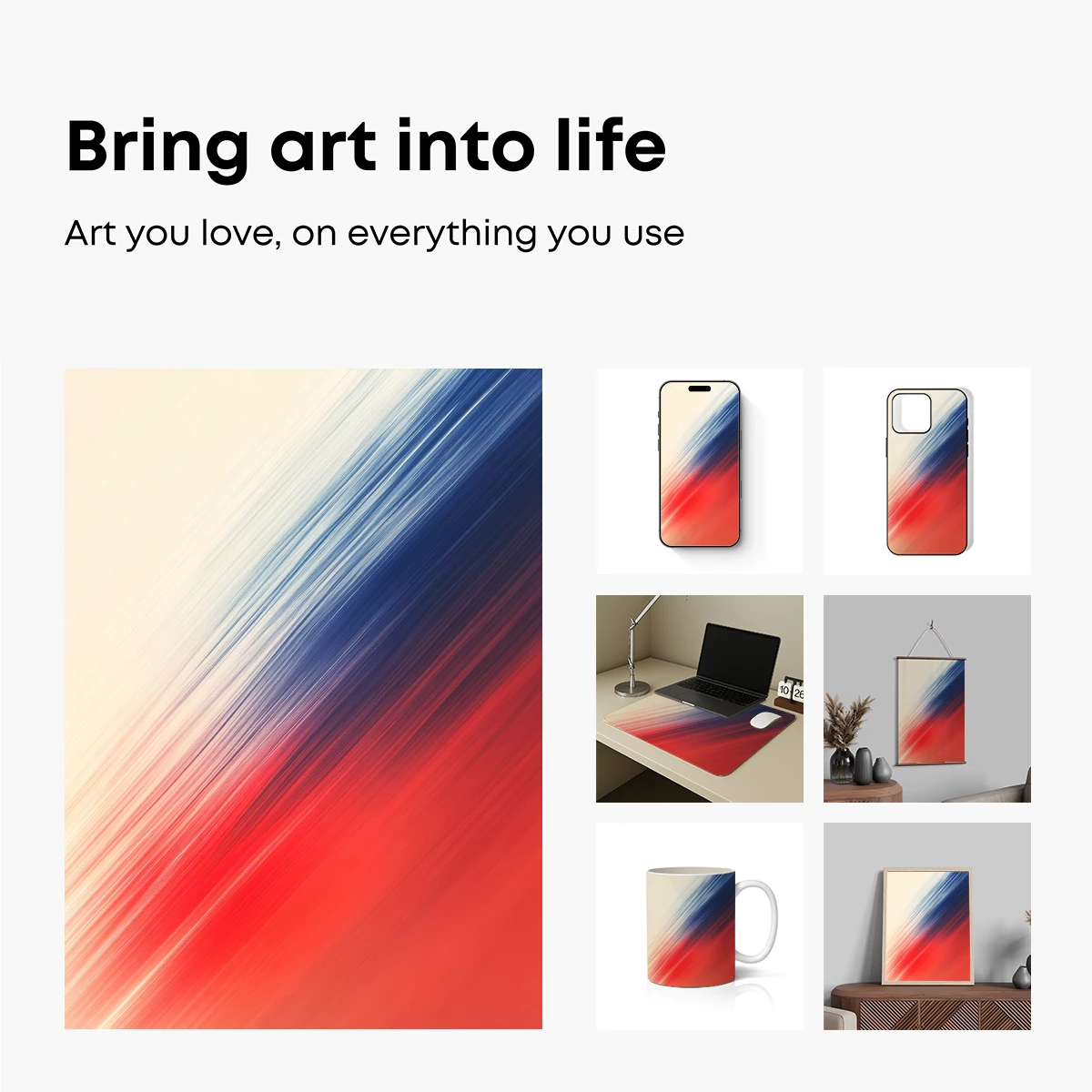 Diagonal Velocity: Red, White, and Blue Abstract Flow - Image 2