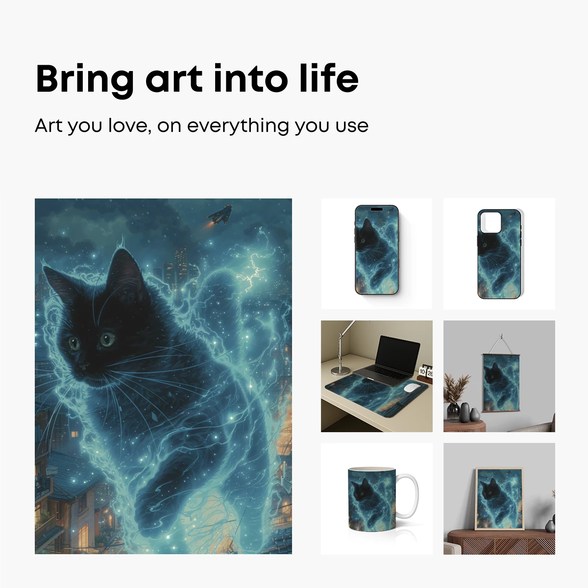 Electric Midnight Cat: Urban Fantasy Art - Image 2