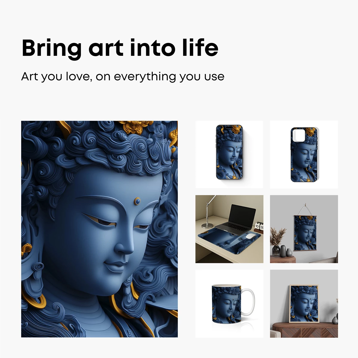 Eternal Blue Serenity: Divine Sculpture in Motion - Image 2