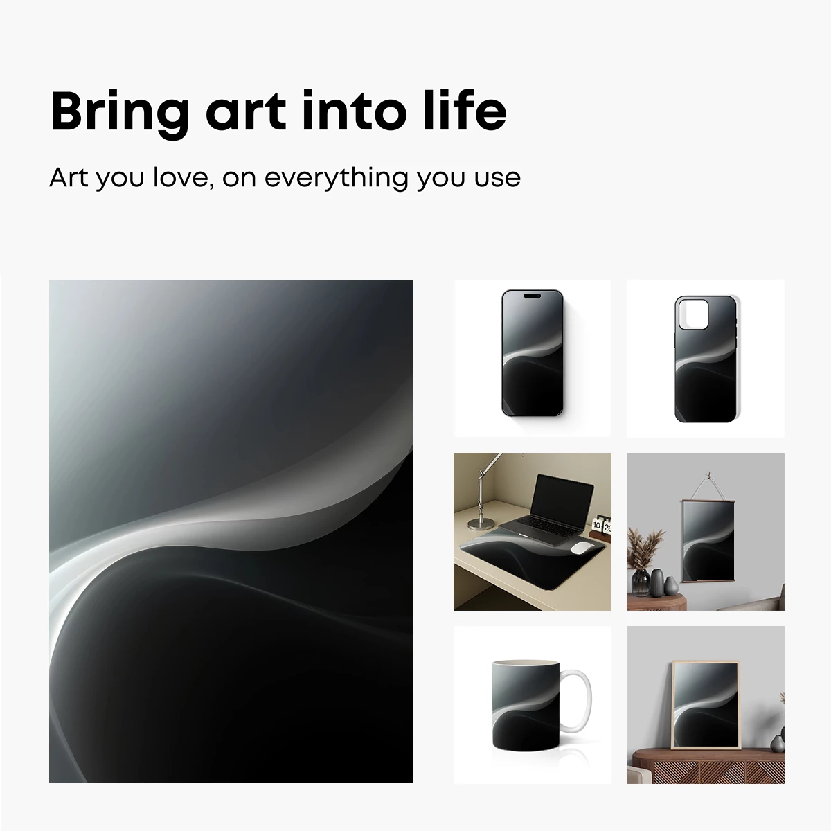 Elegant Flow: Monochrome Abstract Waves - Image 2