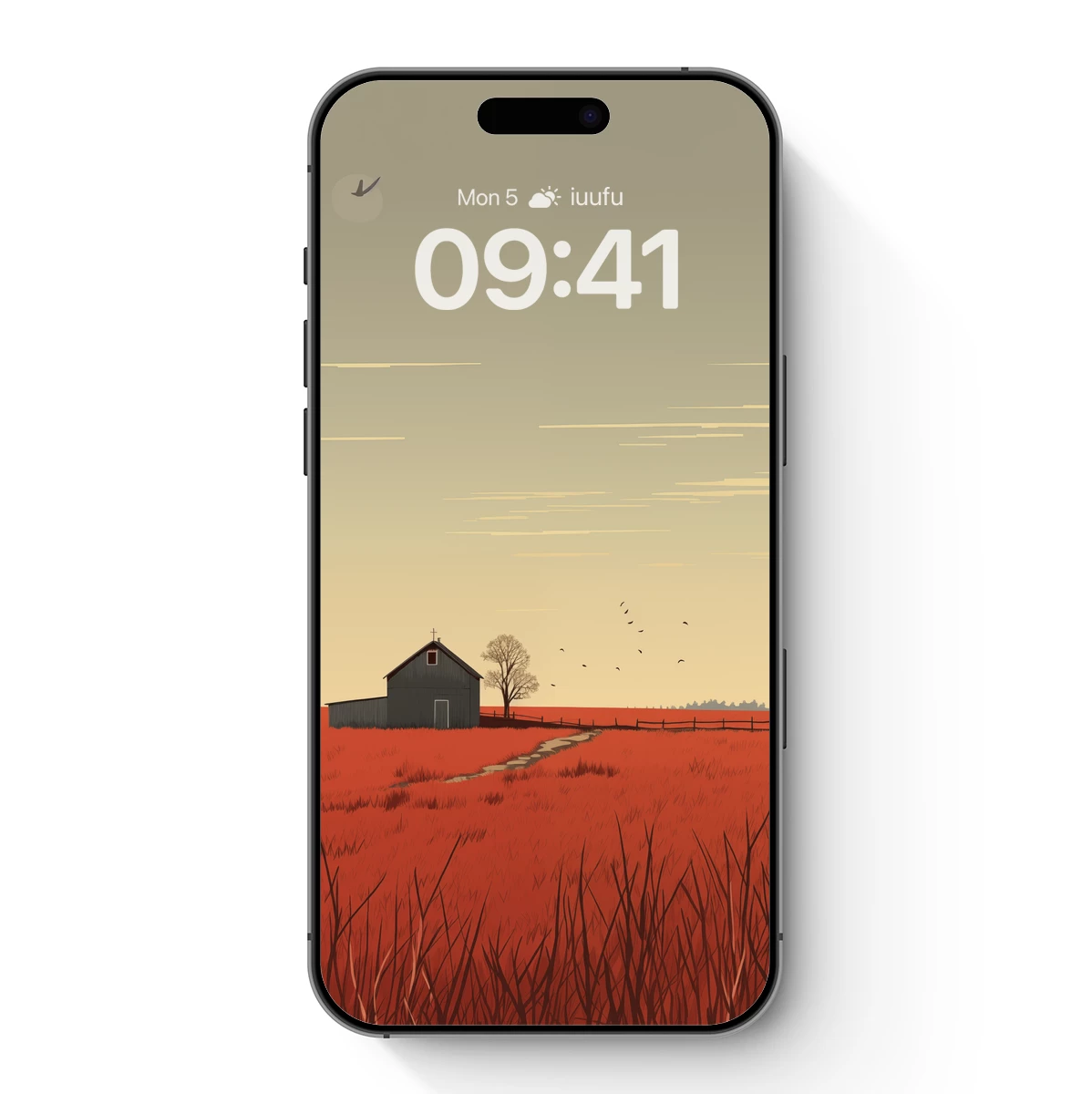 Autumn Barn Serenity: Minimalist Farm Landscape