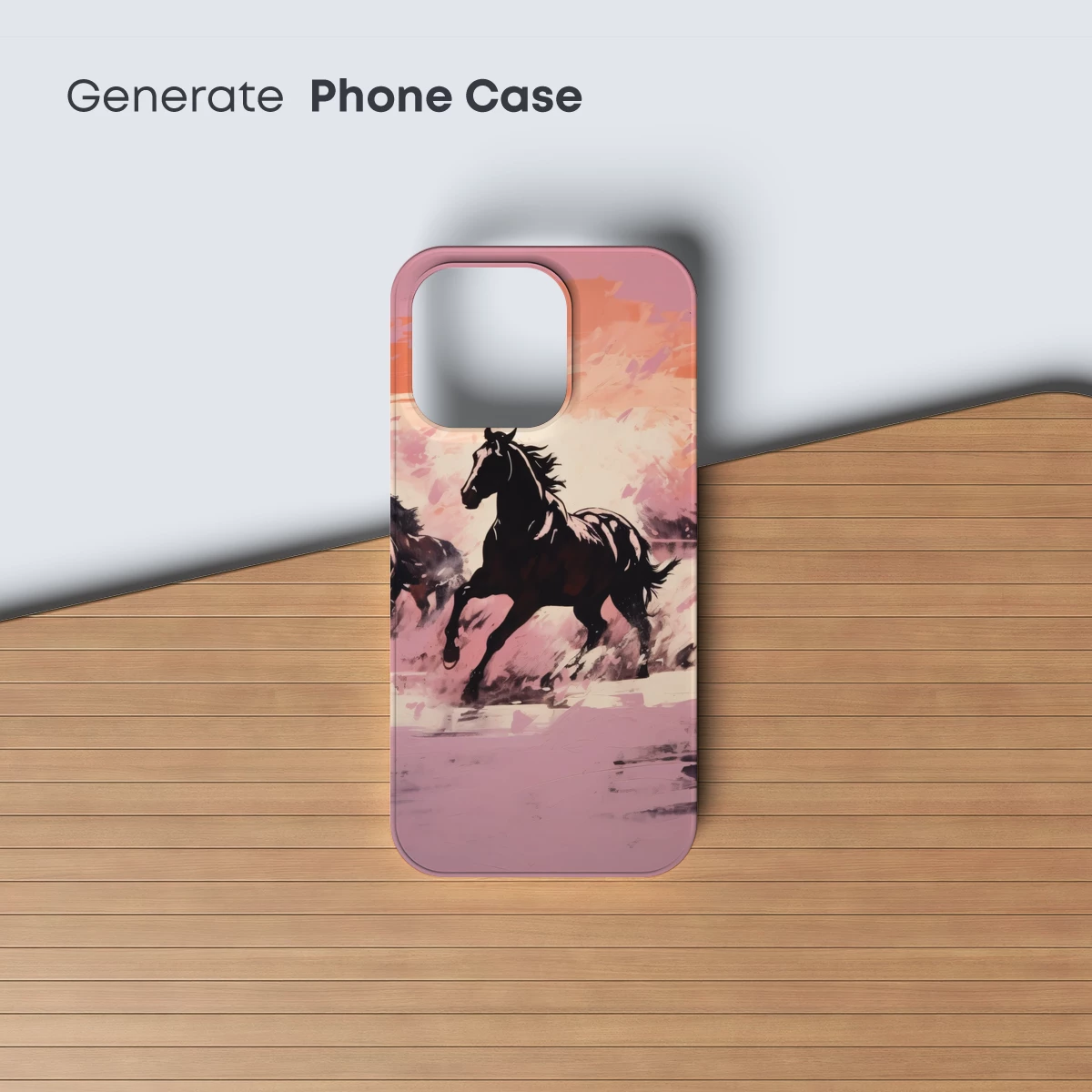 Gallop of Shadows: Energetic Horses in Abstract Sunset - Image 3