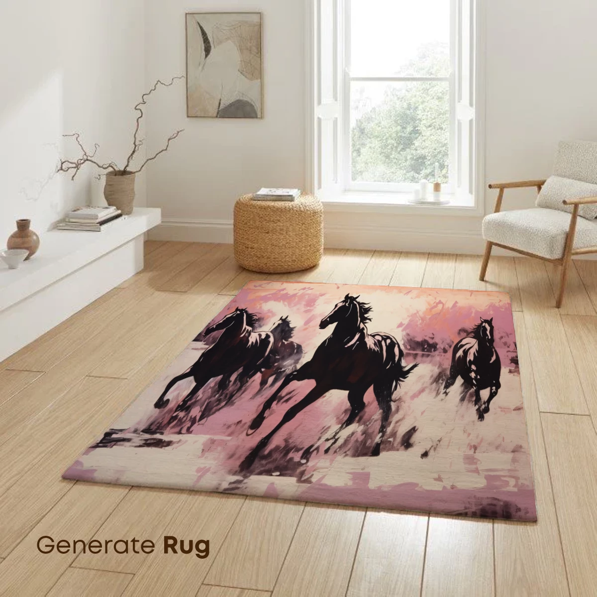 Gallop of Shadows: Energetic Horses in Abstract Sunset - Image 6